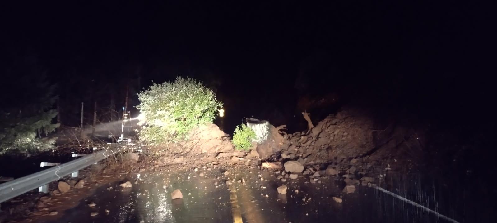A slide blocked Highway 49 just outside of Downieville.