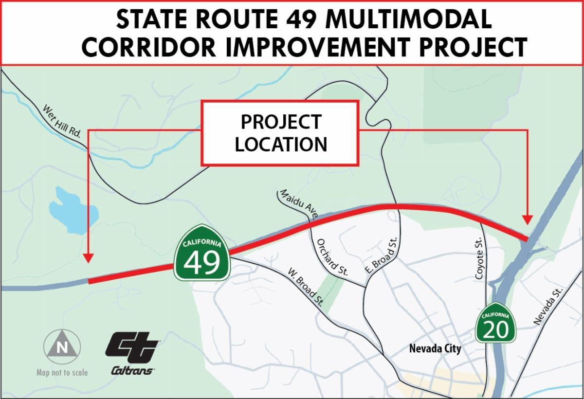 A map of the project location provided by Caltrans District 3.