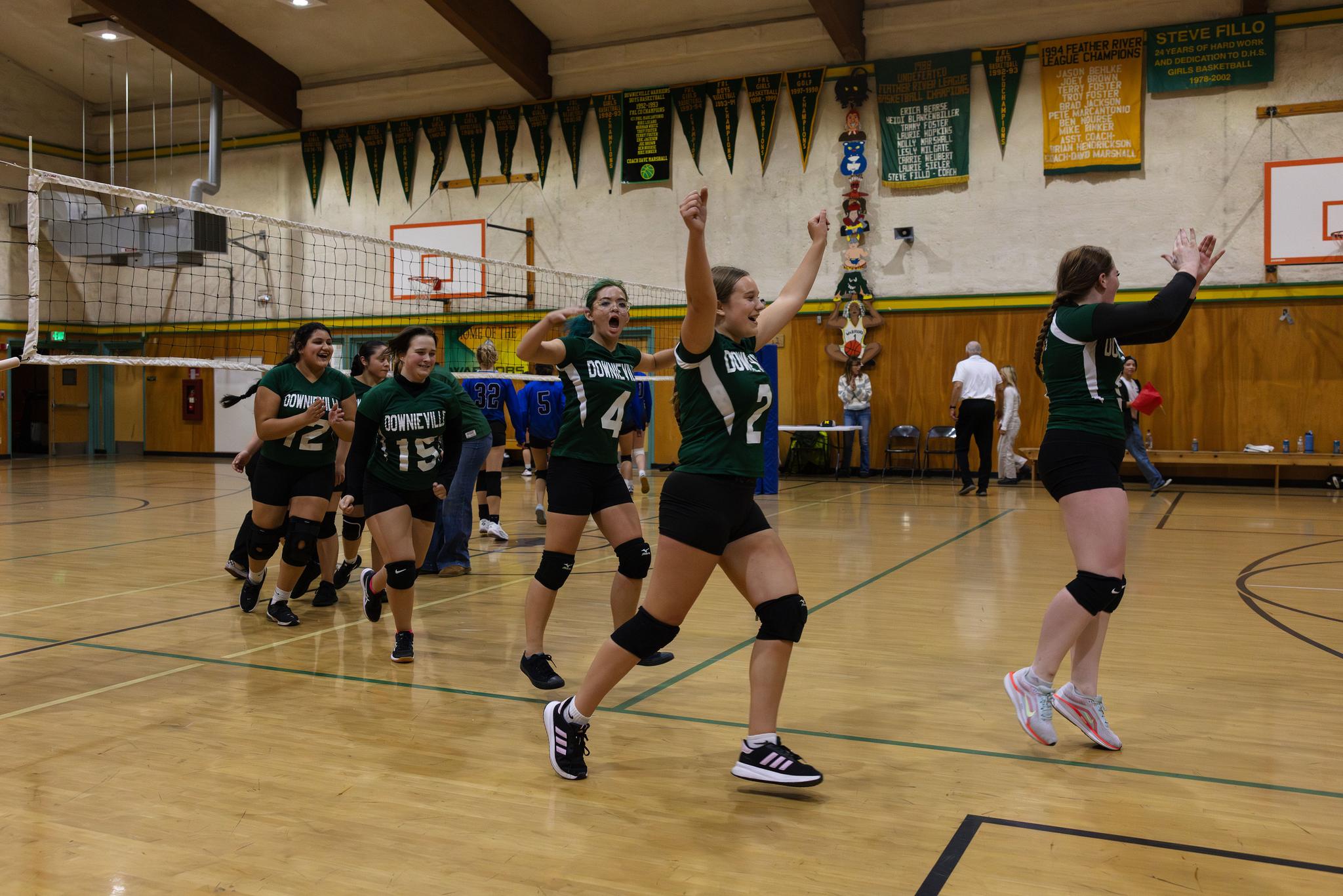 The Warriors celebrate after their victory over the Loyalton Grizzlies.
