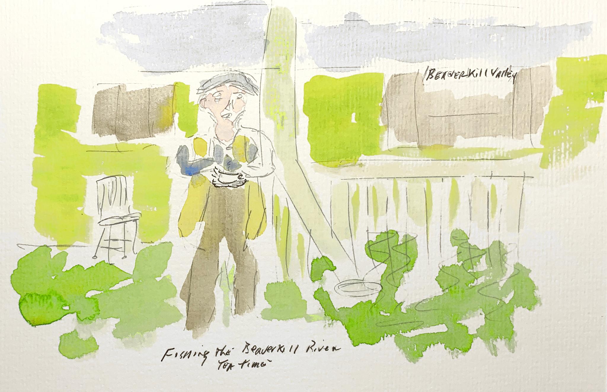 Fishing the Beaverkill River, by Lenny