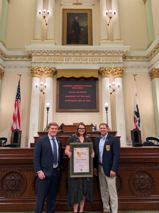Left to right: Public Policy Chairman Andrew Foraker, Assemblywoman Heather Hadwick, and State Chairman Adam Parrish at the state capitol.