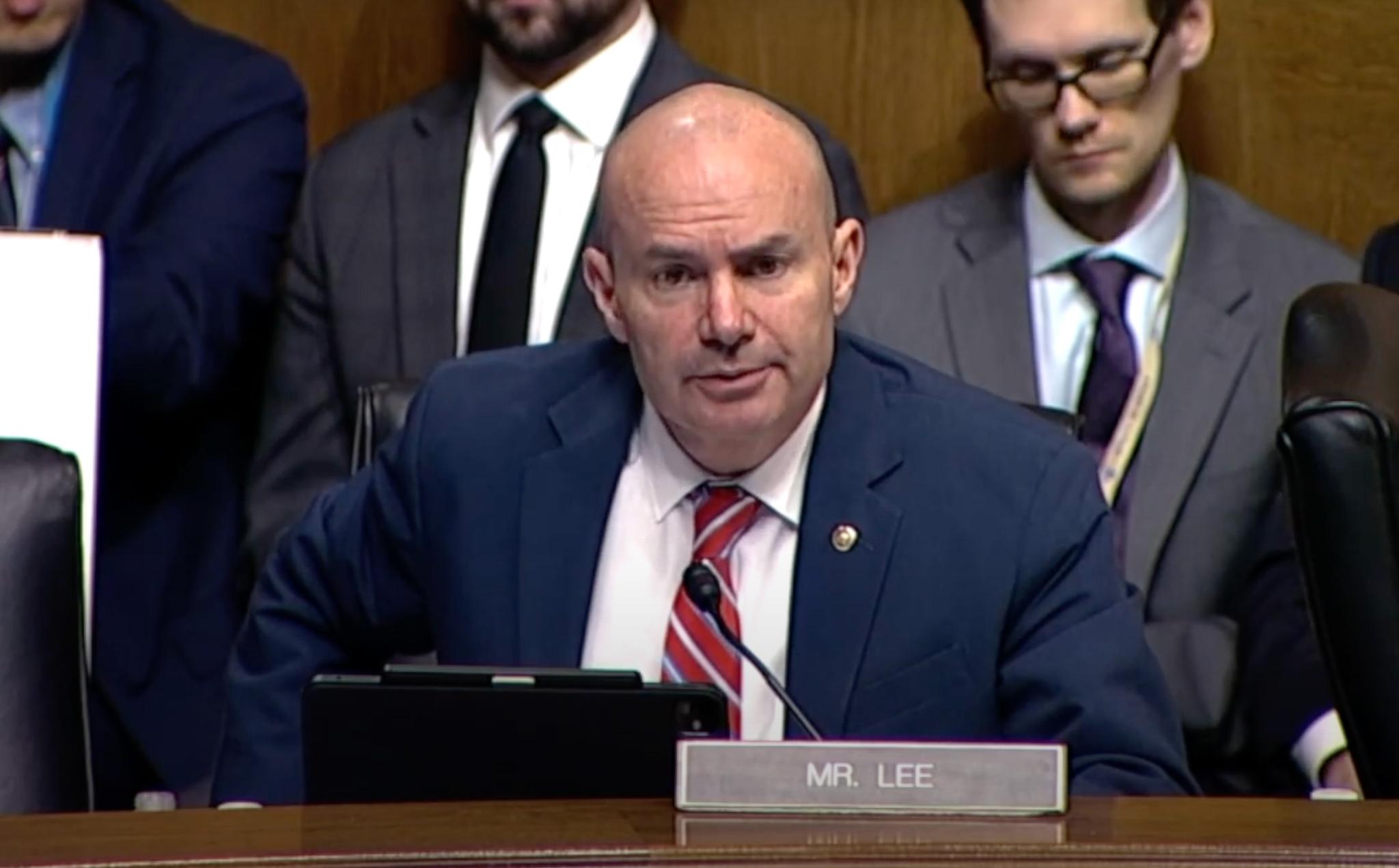 Senator Mike Lee in the Senate Judiciary Committee.