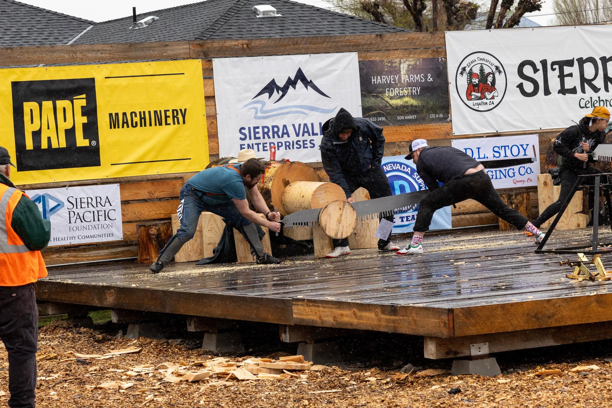 The Double Buck pairs teammates in a race to cut through a log over a foot in diameter
