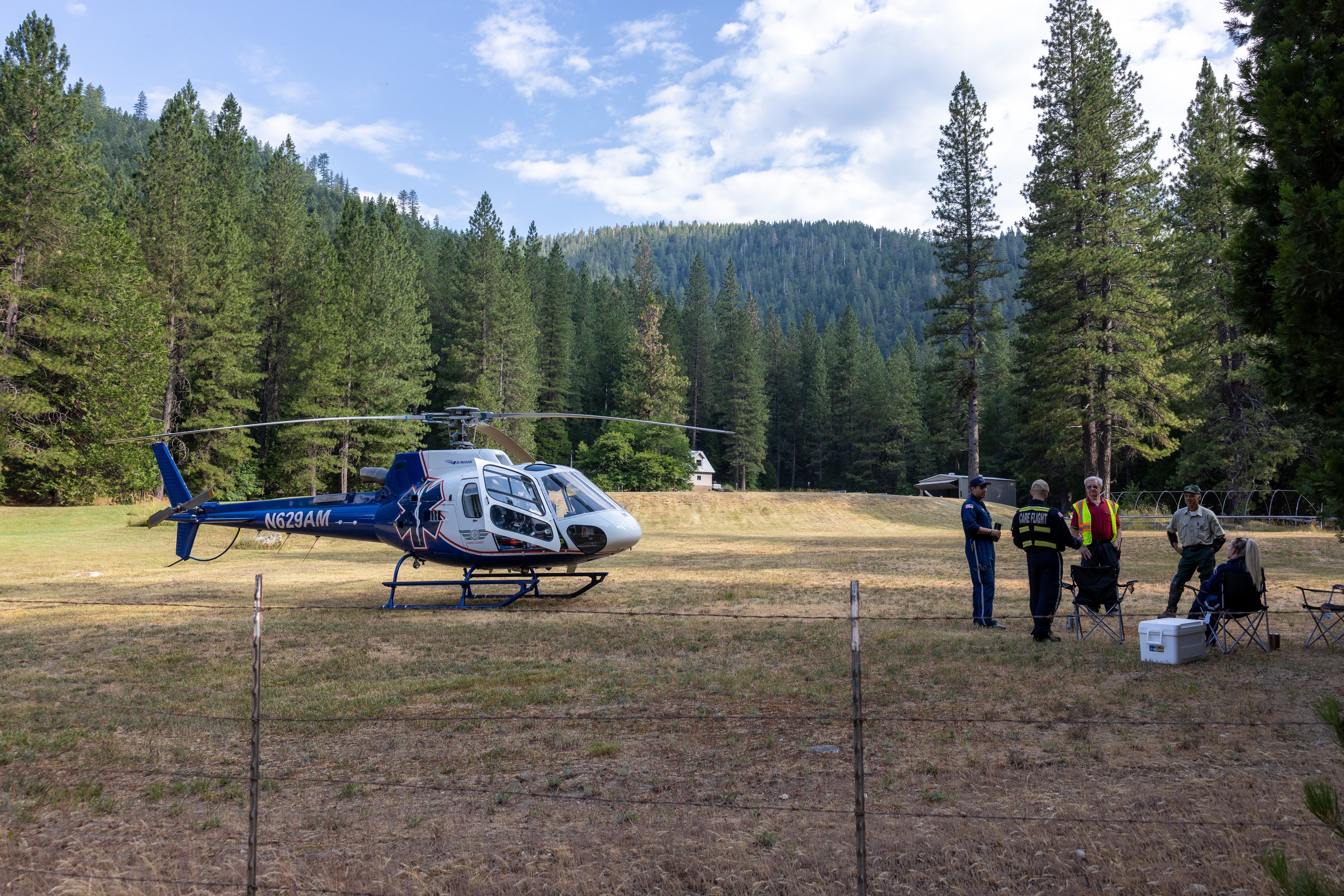 The Care Flight air ambulance stages at Empire Ranch