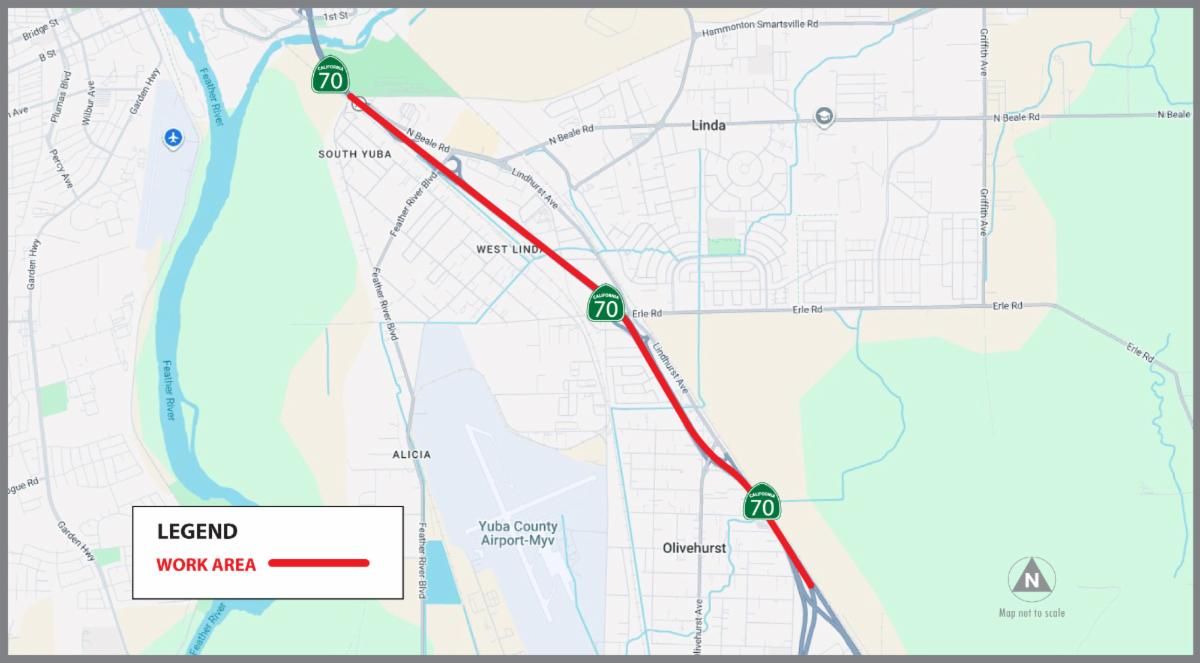Caltrans Starts Overnight Highway 70 Pavement Work