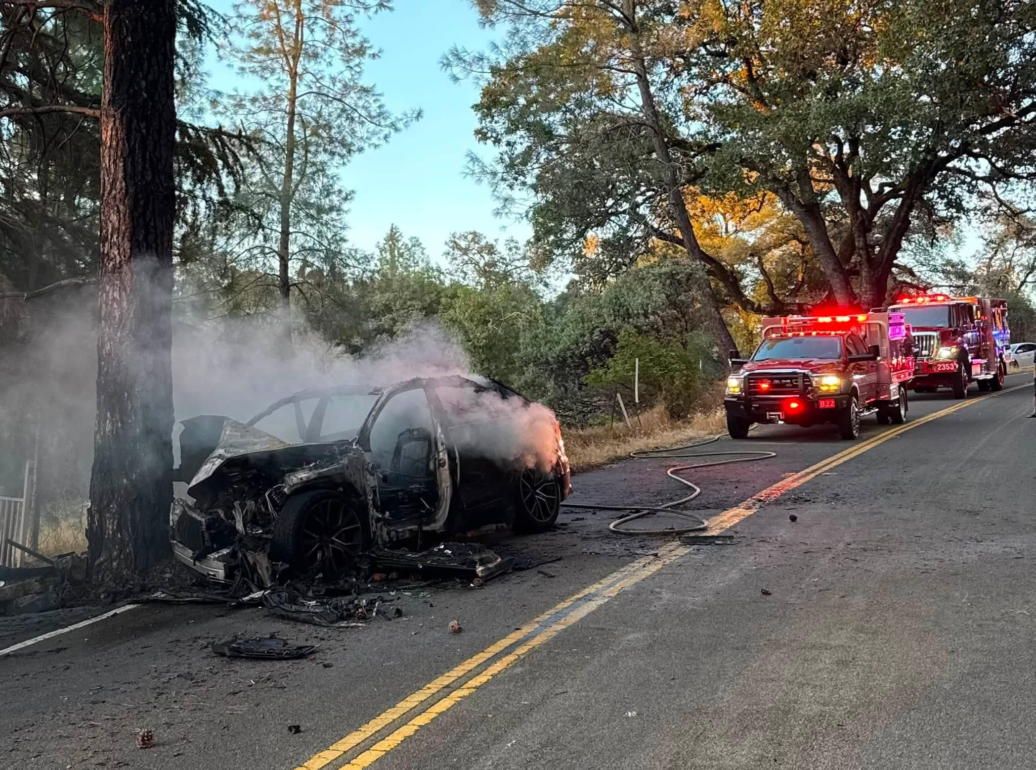 A photo of the crash shared by CAL FIRE NEU.