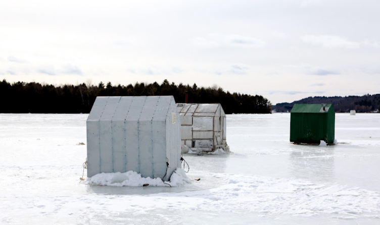 Ice fishing.
