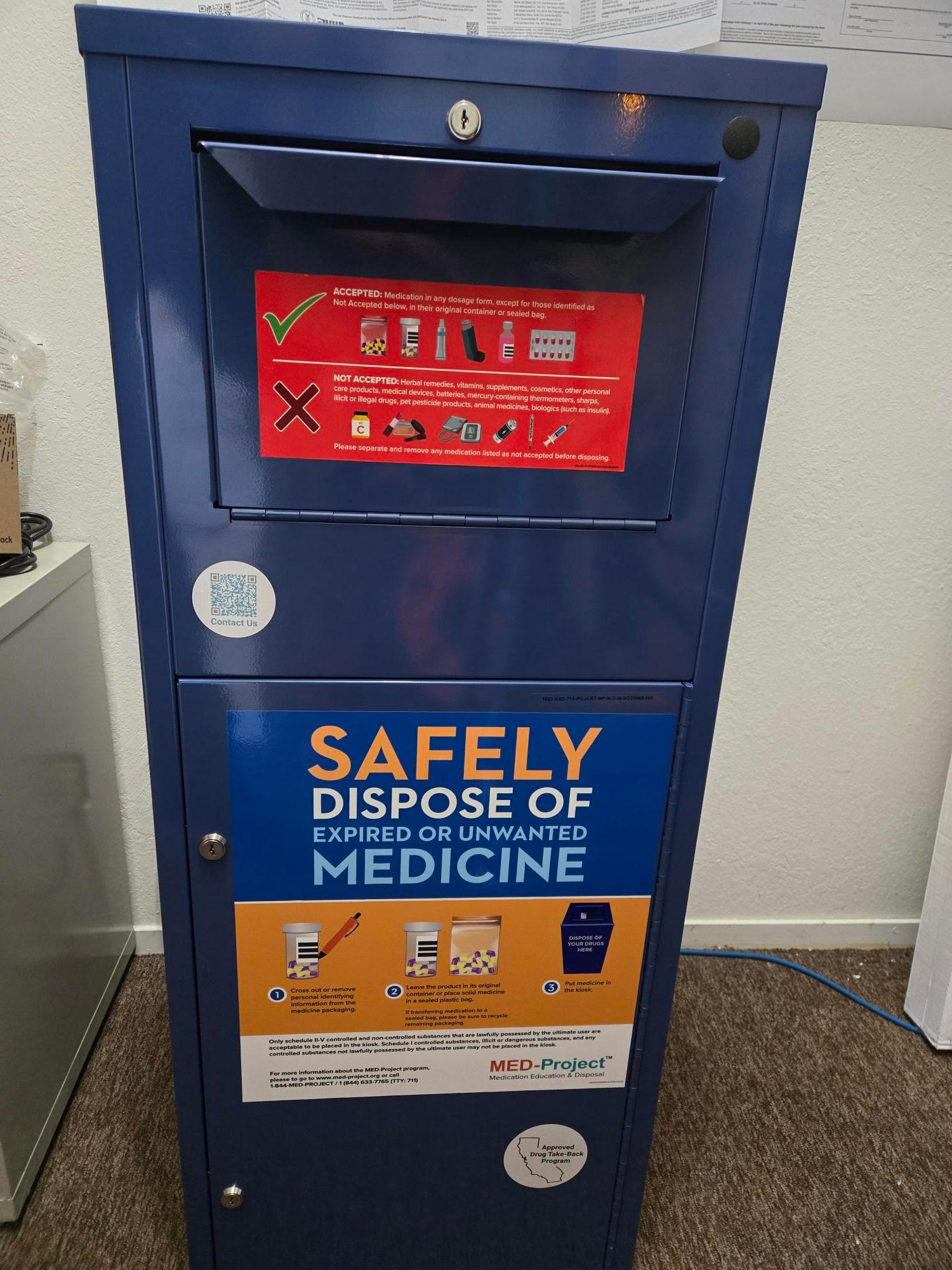 The Probation Department’s take-back box in Loyalton. Credit: Sierra County Probation.