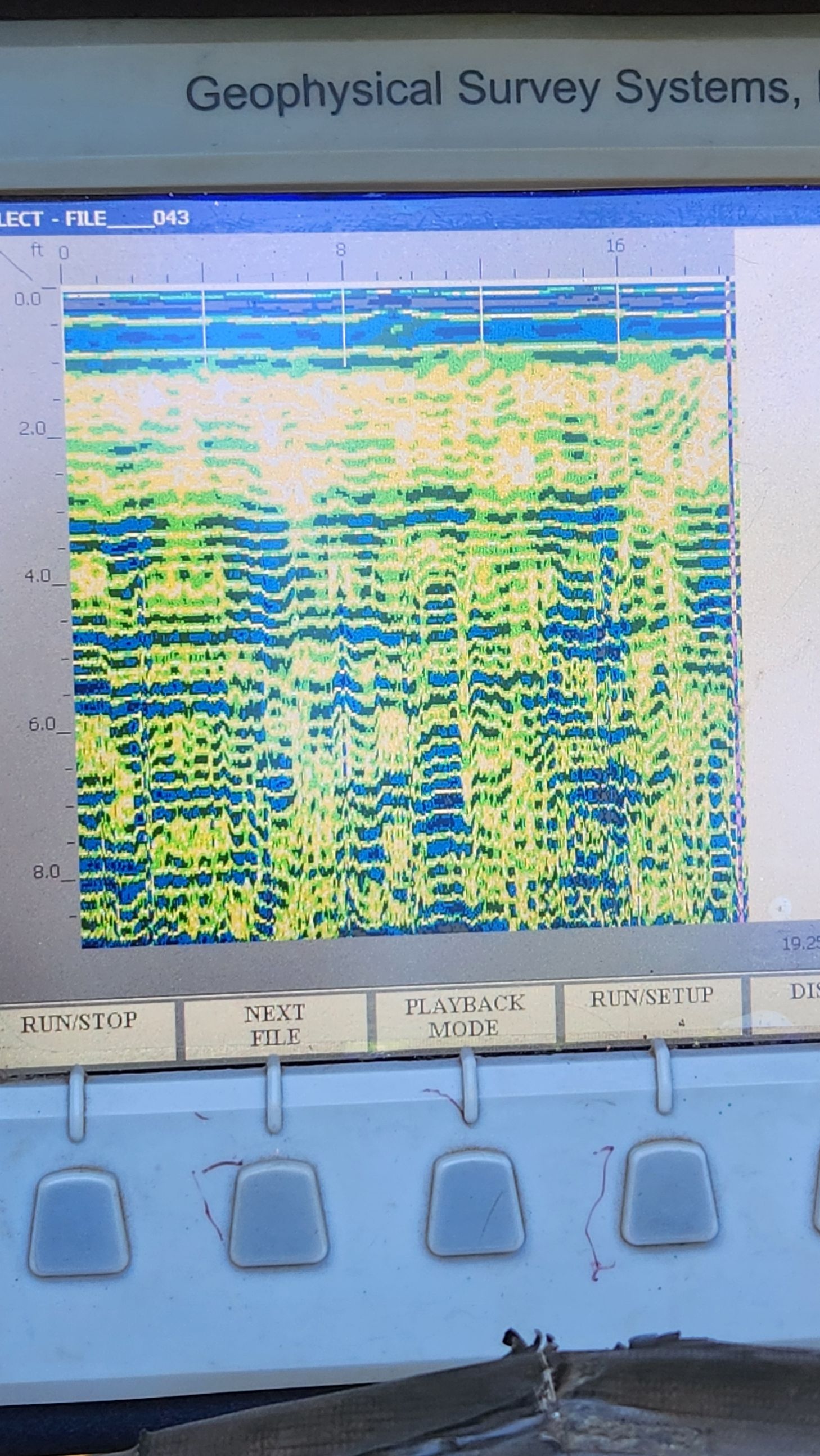 The display of the ground-penetrating radar machine.