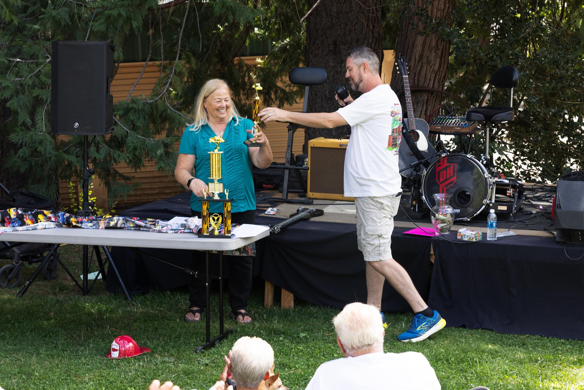 Sandy Blake receives the “She Never Took Her Foot Off the Gas” award