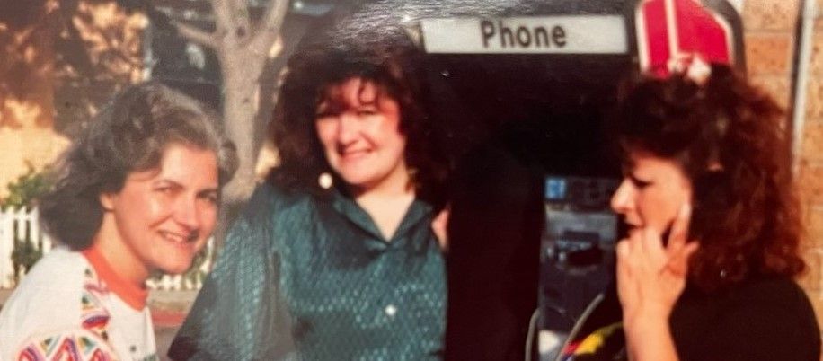 Three out of four of the Rodriguez sisters. Left to right: Audrey, Eydie, and Ingrid. Santa Monica, 1989.