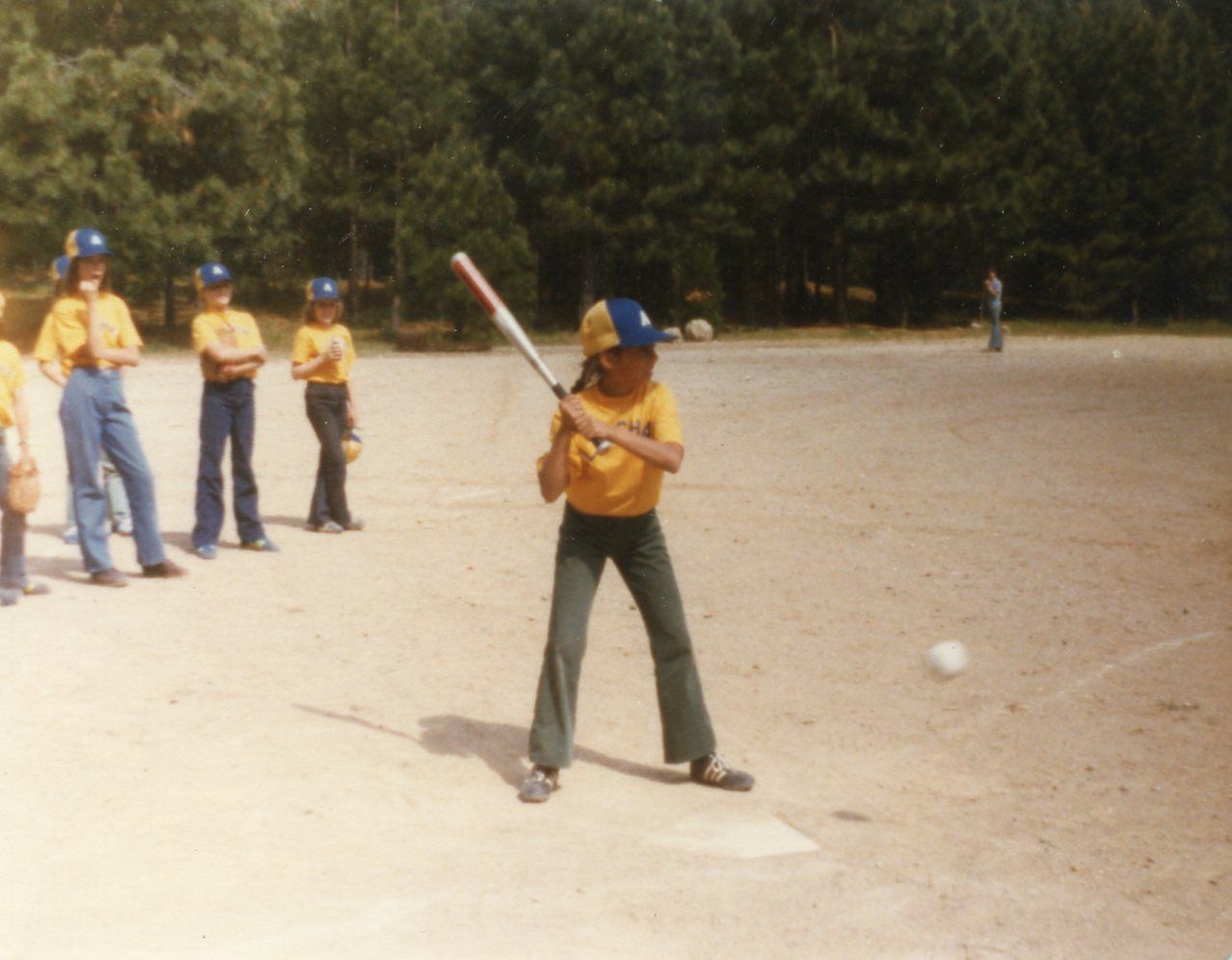 Natasha Carter of Forest City, at bat, Plum Valley 1980