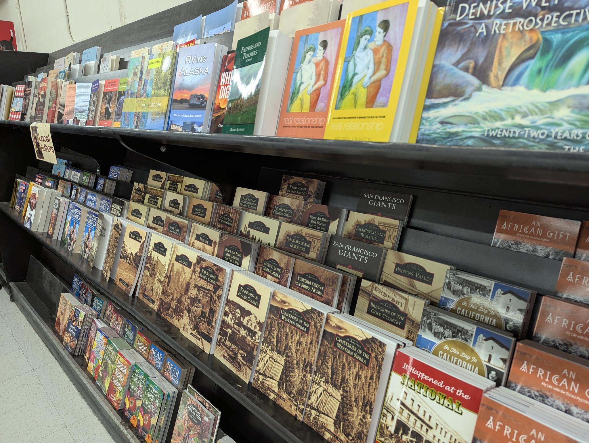 More than 75 local-interest books now in stock at SPD Market, Nevada City.