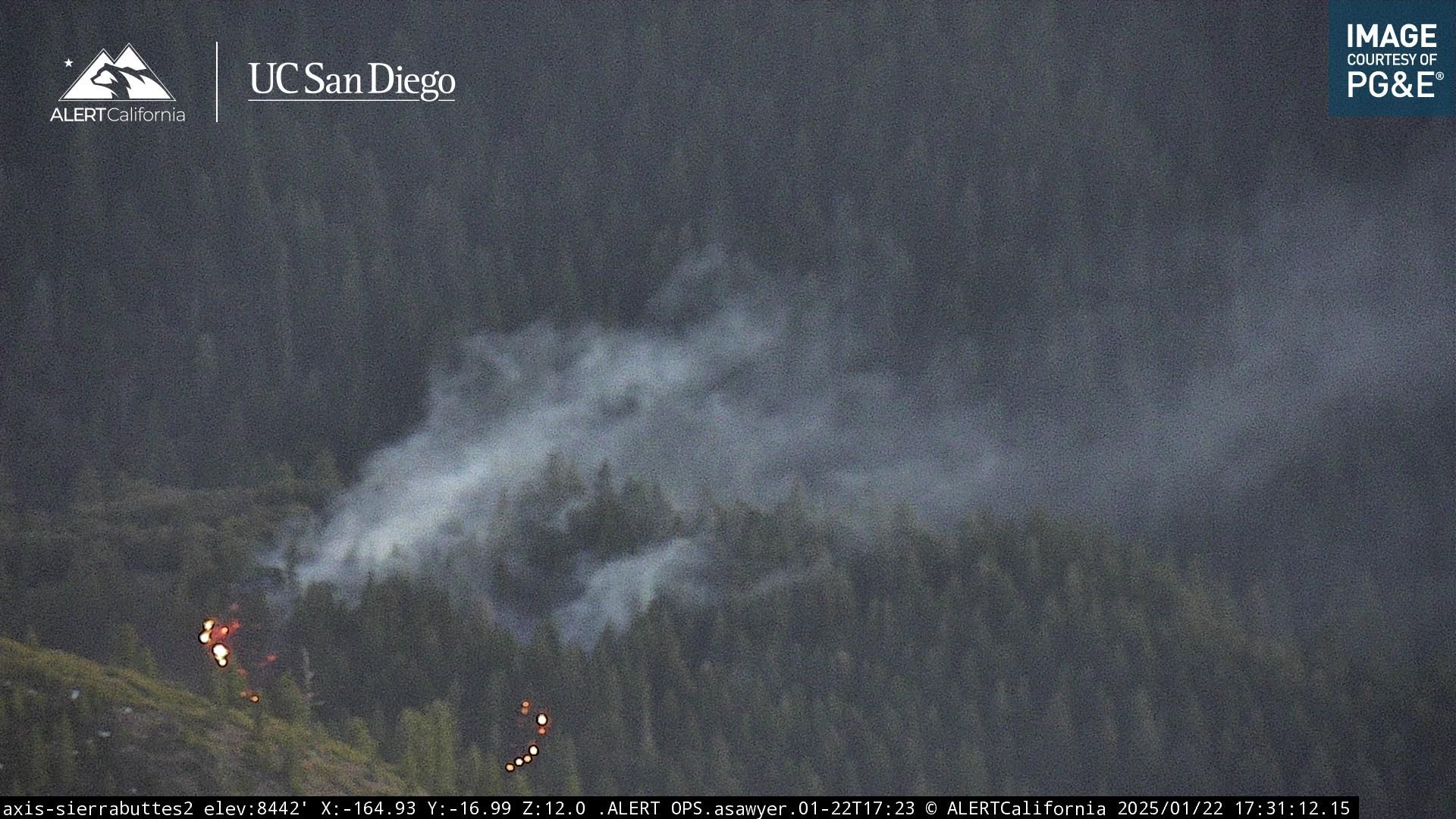 The fire was visible on an ALERT California camera at approximately 5:30 PM.