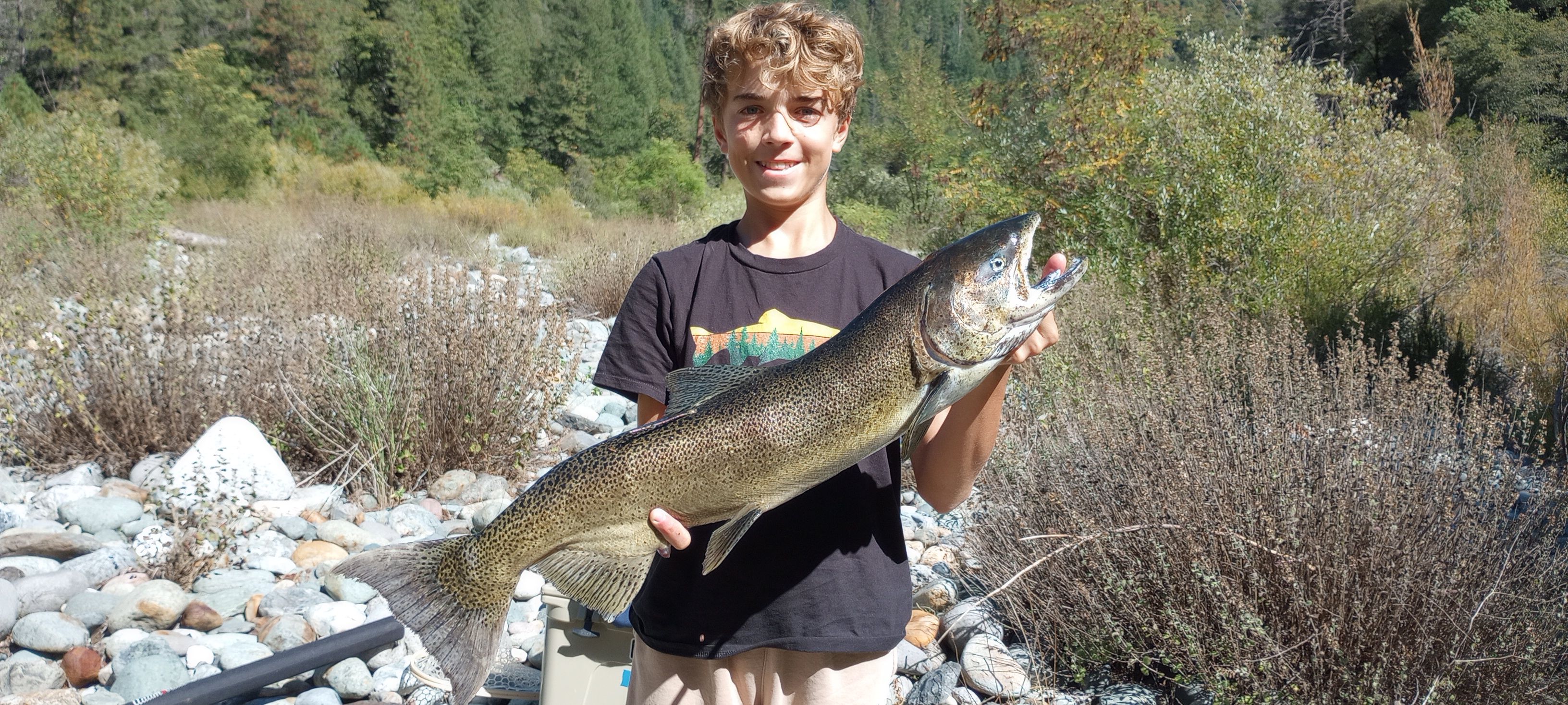 A teenager caught an adult chinook salmon planted by the California Department of Fish and Wildlife.