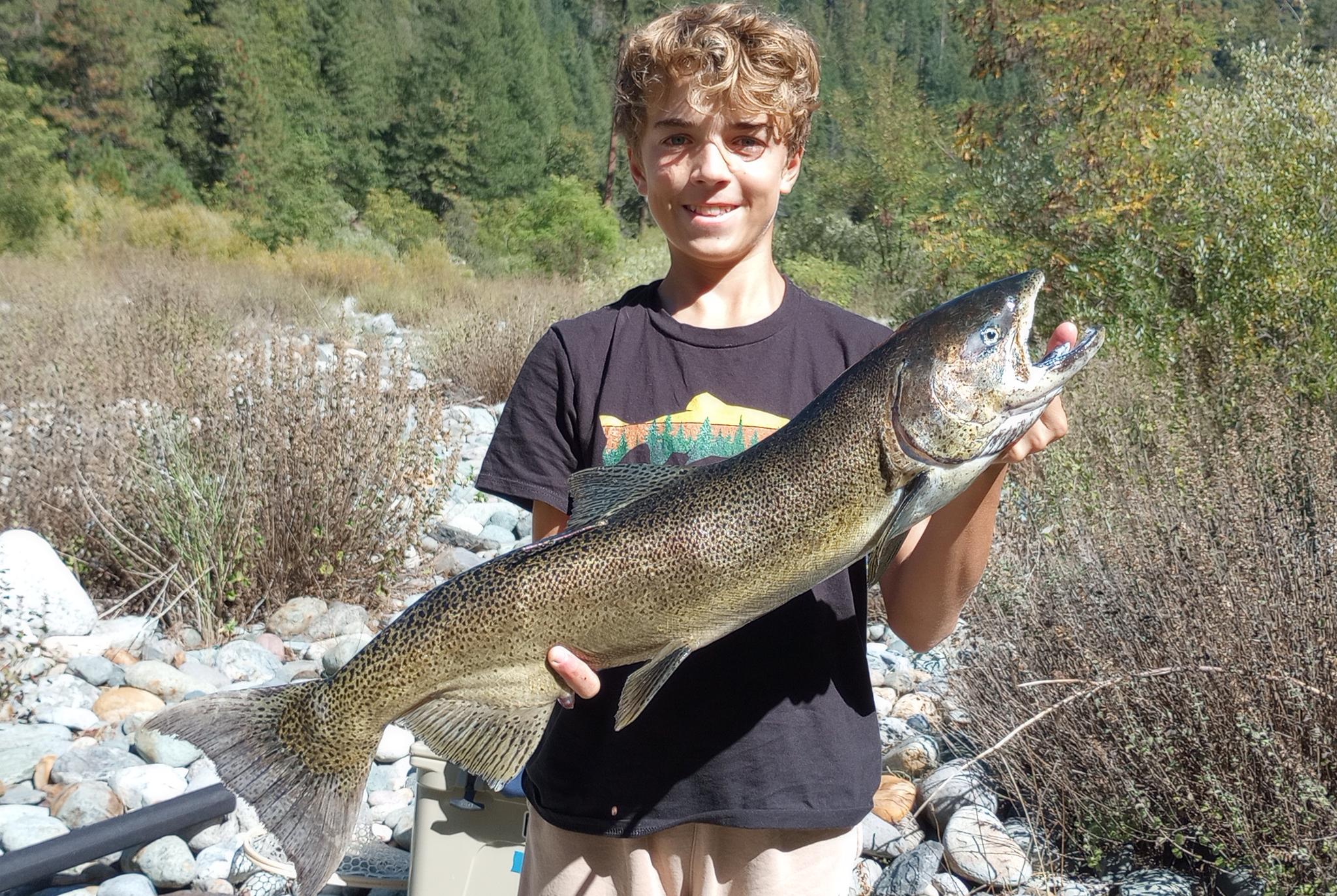 A teenager caught an adult chinook salmon planted by the California Department of Fish and Wildlife.
