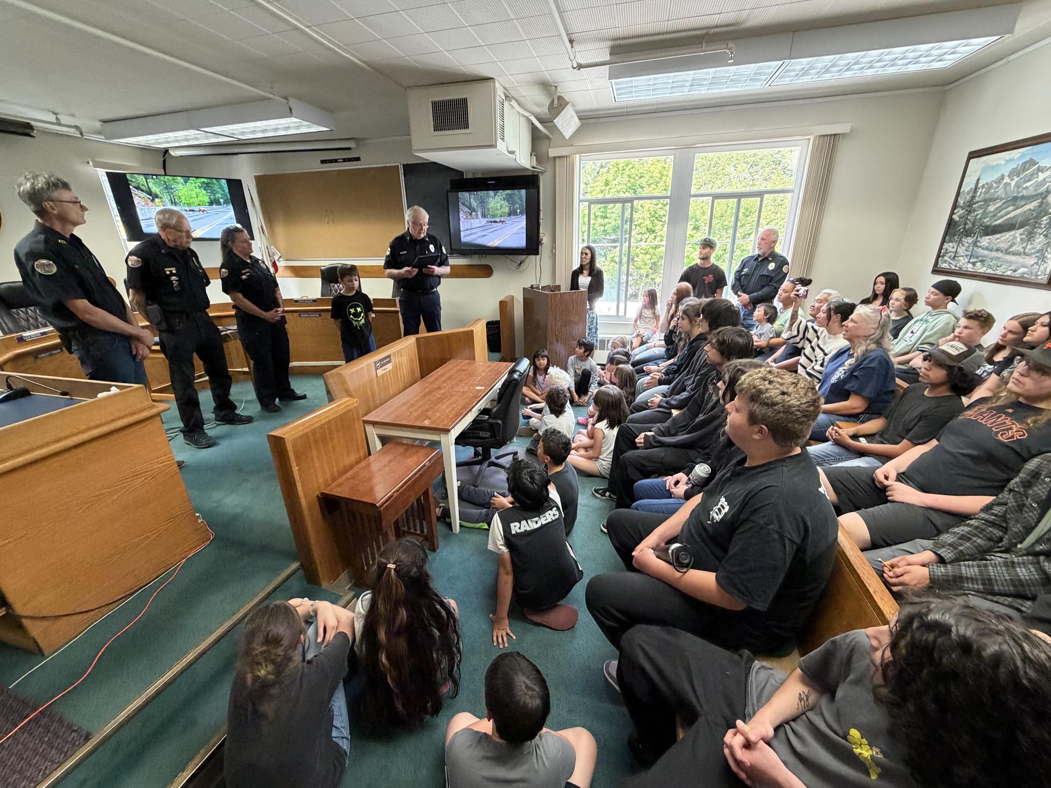 The courthouse was filled with Downieville School students and other supporters.