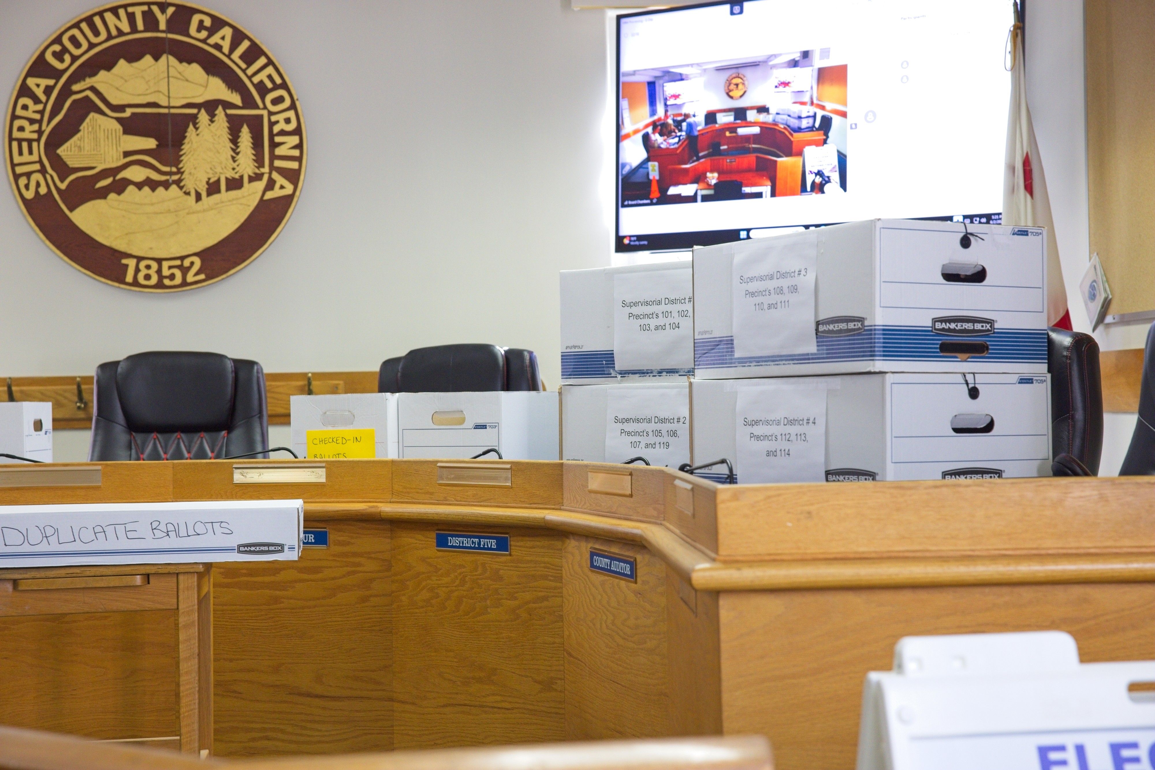 Boxes of Sierra County ballots processed this evening. 