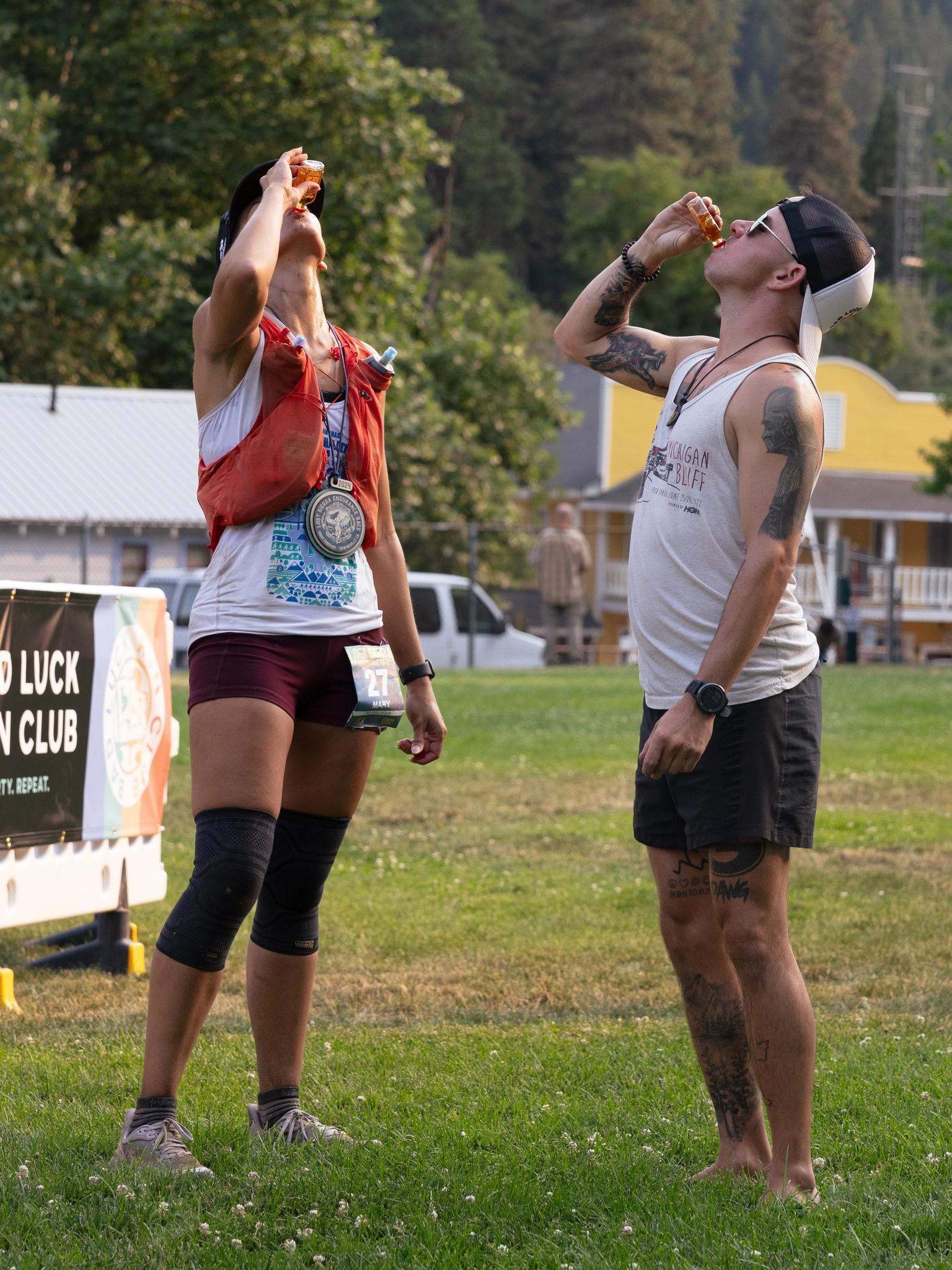 For some, race recovery began with a shot of Fireball