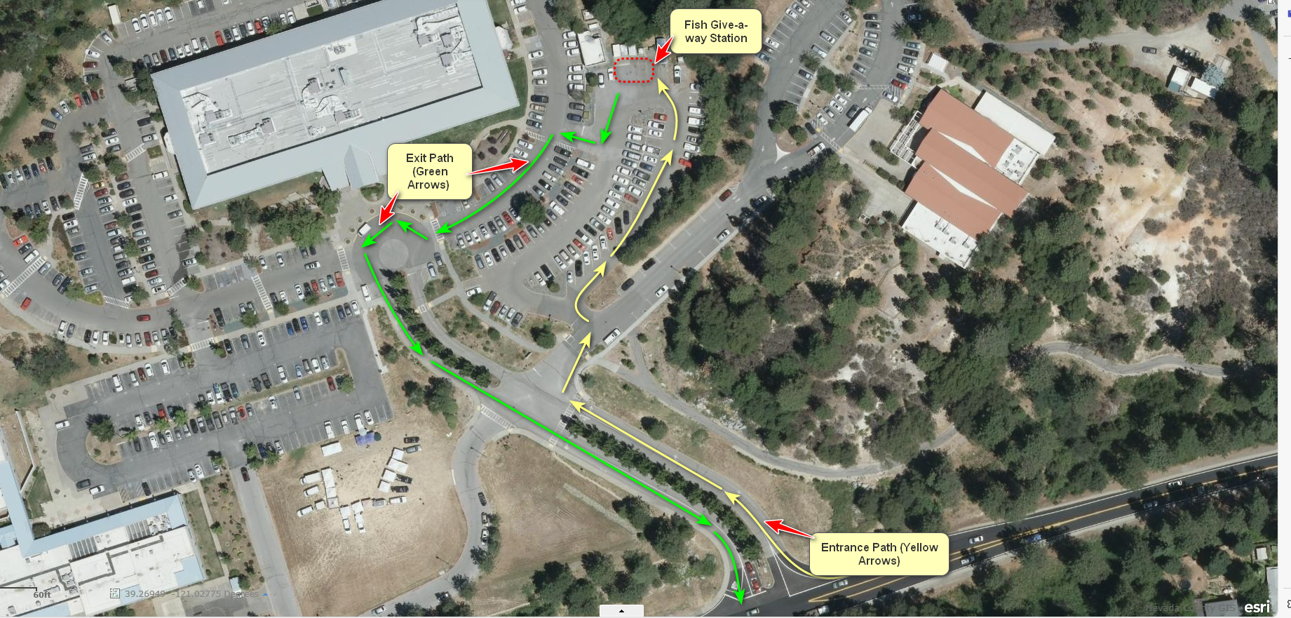 Map of the mosquito fish pickup location, 950 Maidu Avenue, provided by Nevada County Environmental Health.