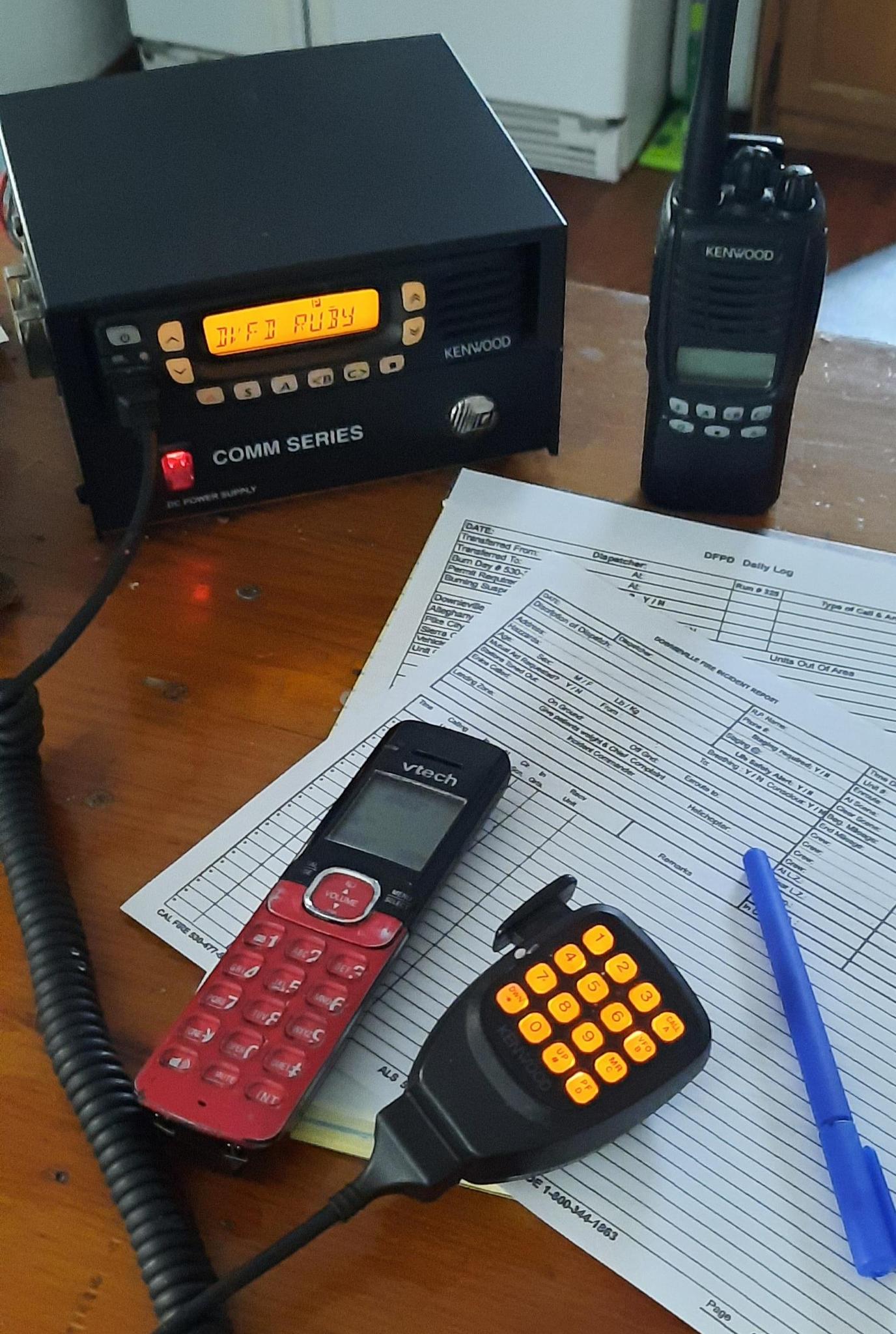 A Downieville Fire dispatch radio.