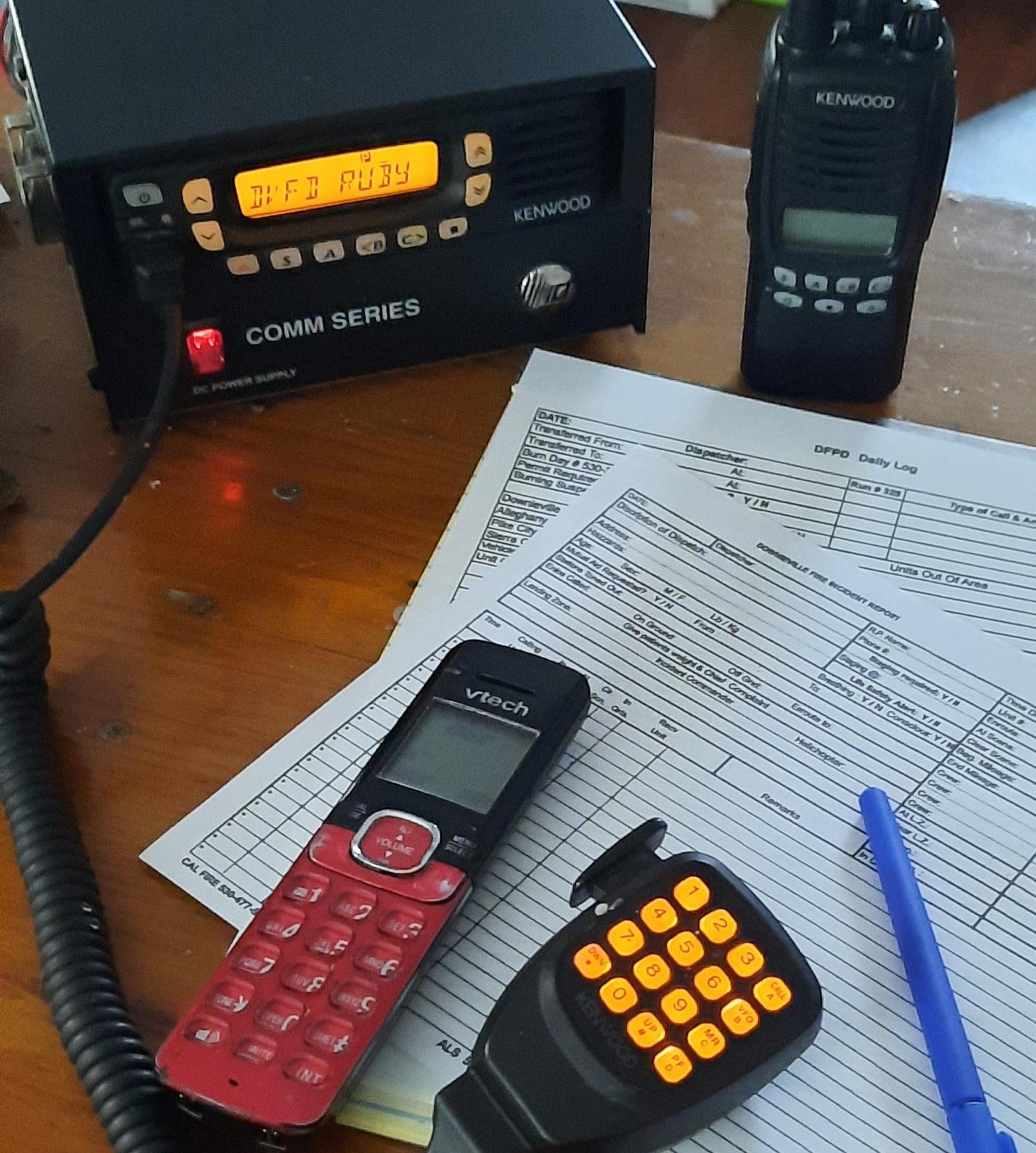 A Downieville Fire dispatch radio.