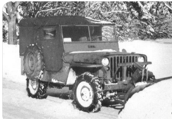 Jeep in a snowstorm.