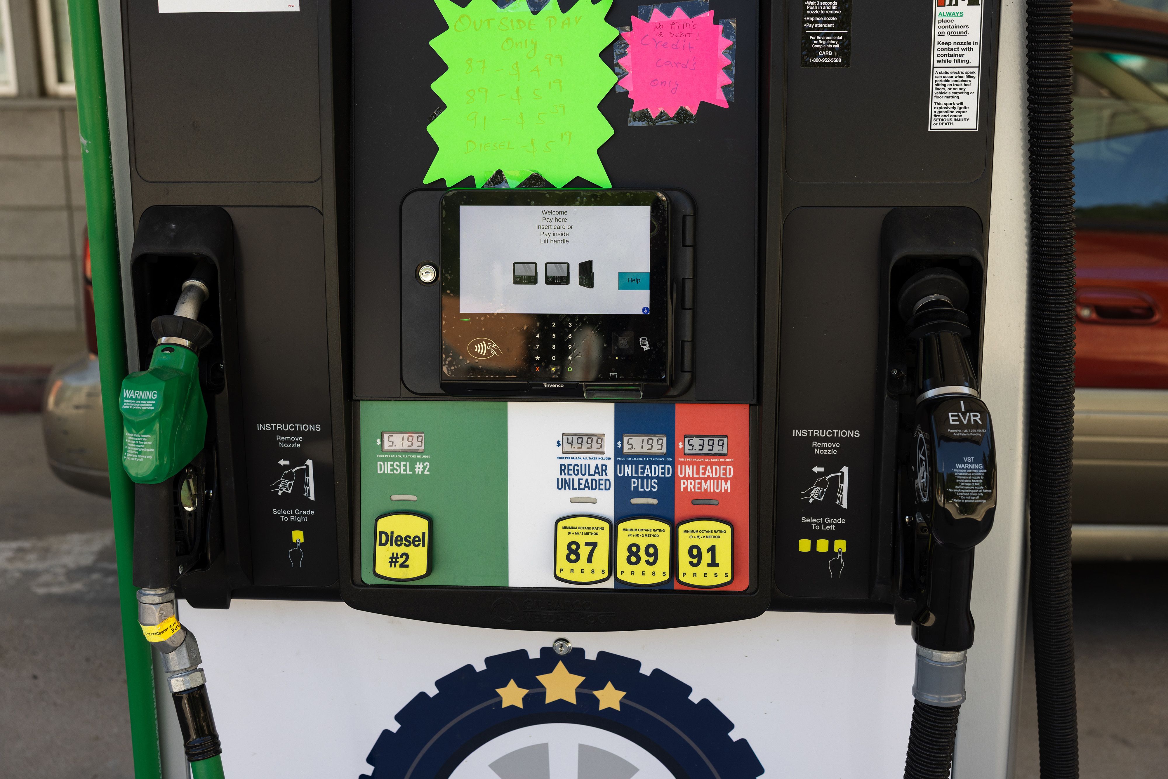 Gas is purchasable by credit card only.