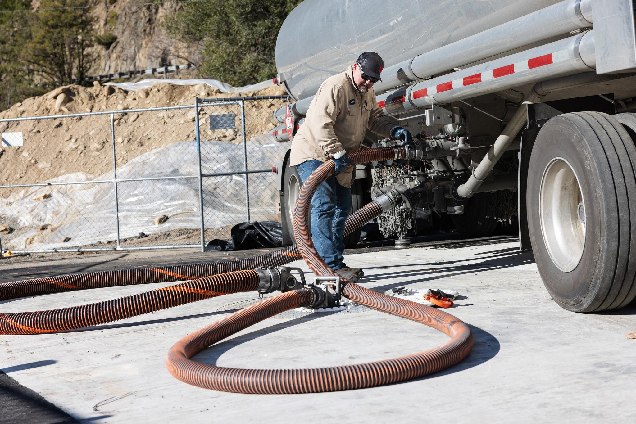 Tanks are filled at the Downieville Gas Station on Wednesday morning