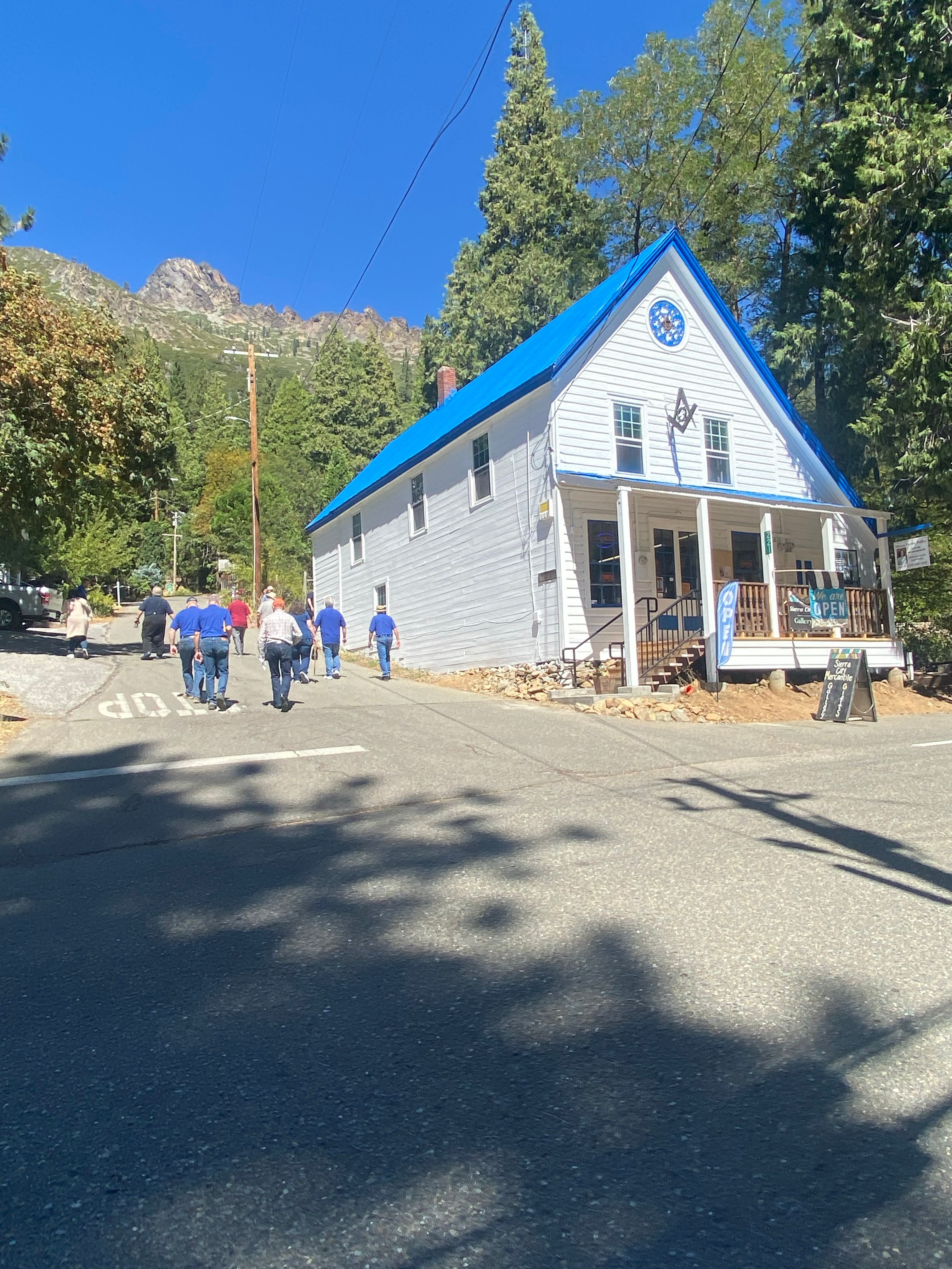 The freshly re-painted Harmony Lodge No. 164 in Sierra City