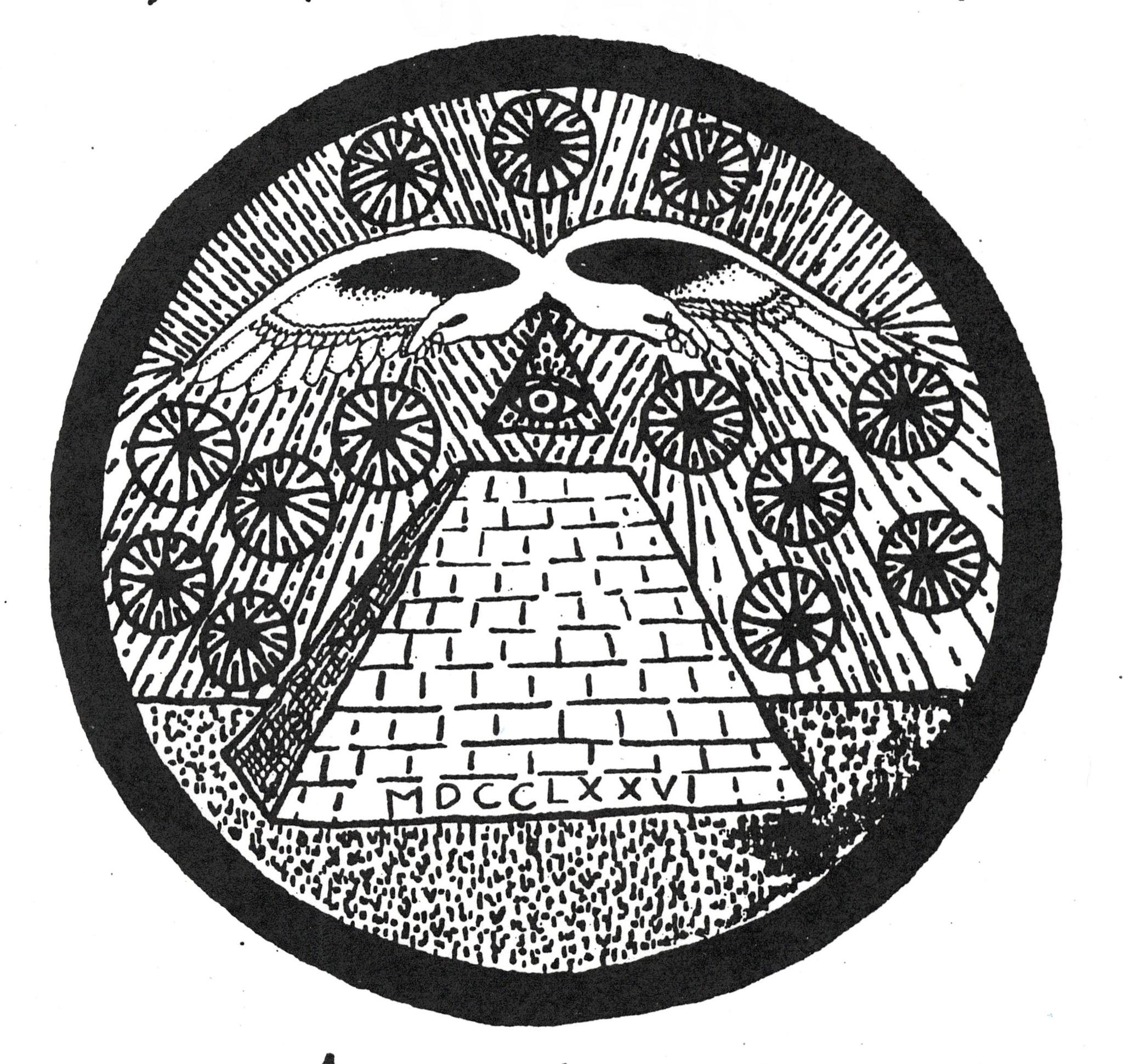 Pen and ink by Rae Bell, 1995.