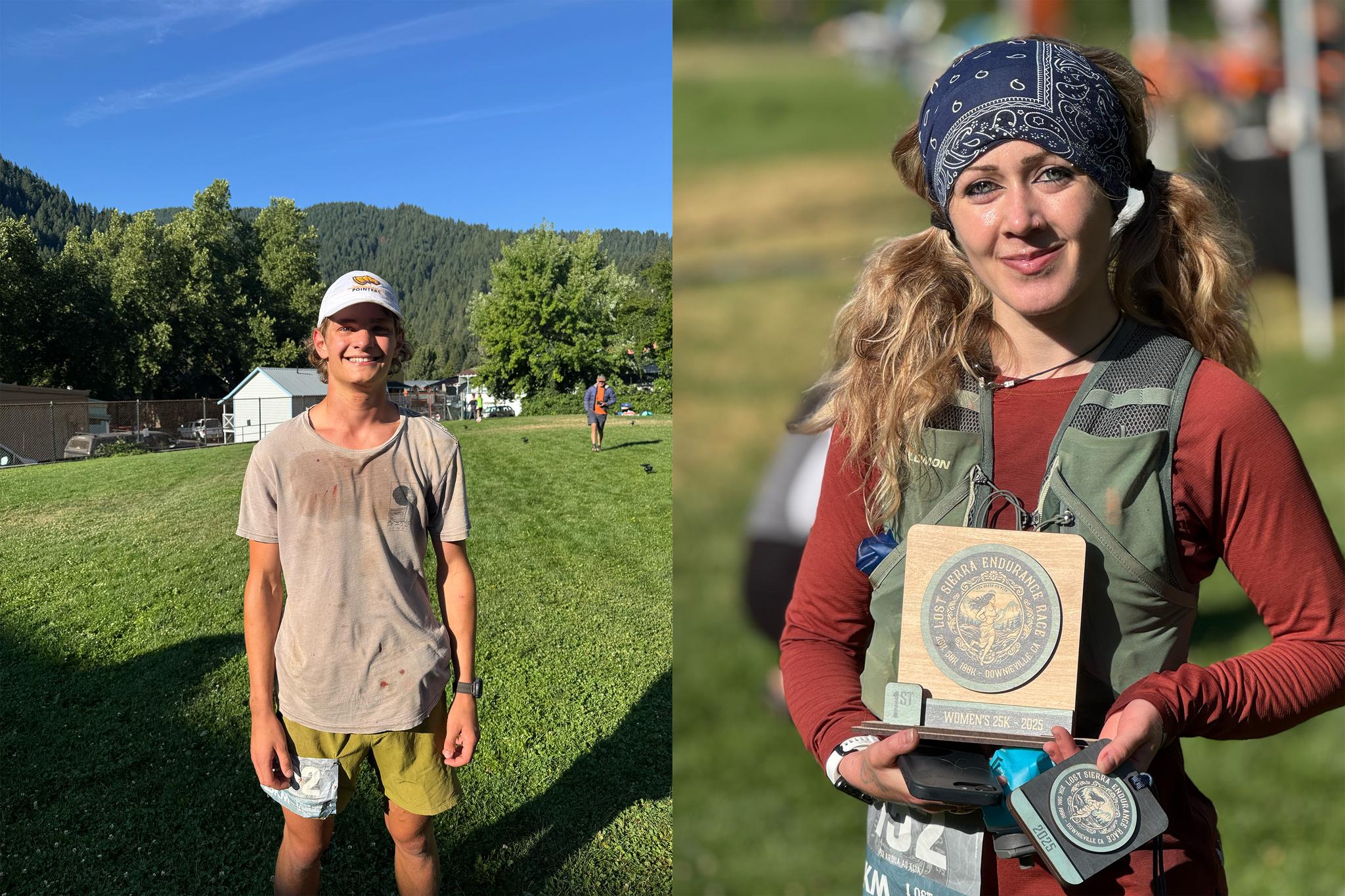 25K Race male winner Ben Cihasky and female winner Bella Convertino.