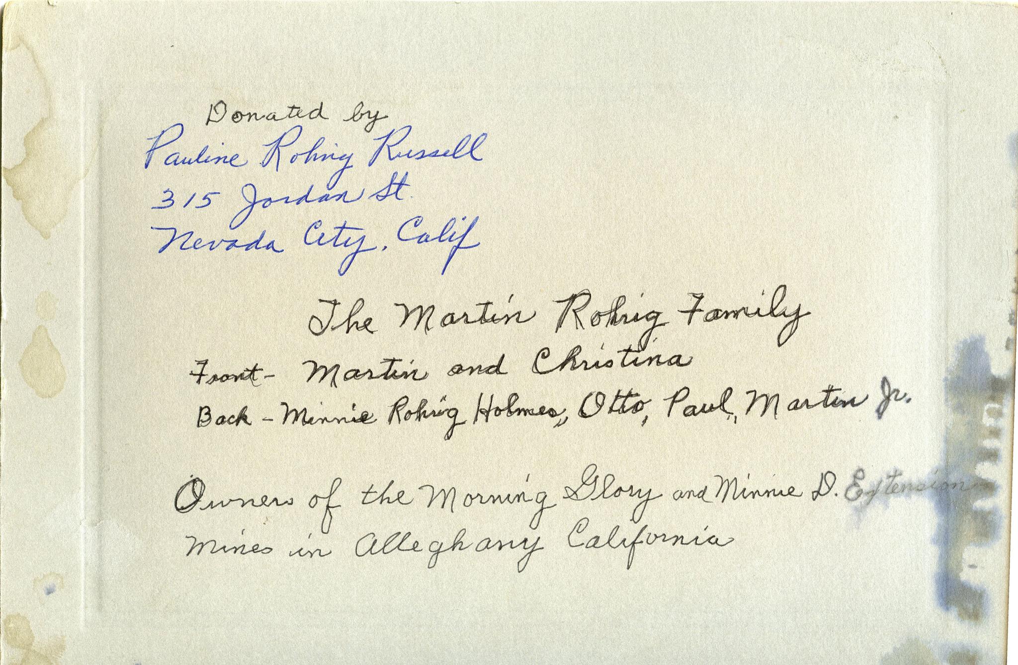 The backside of the photograph.