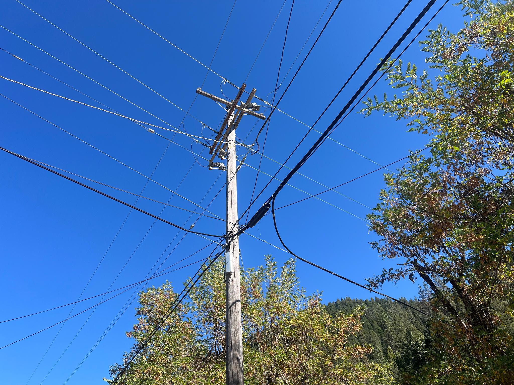 Power lines on Main Street in Downieville