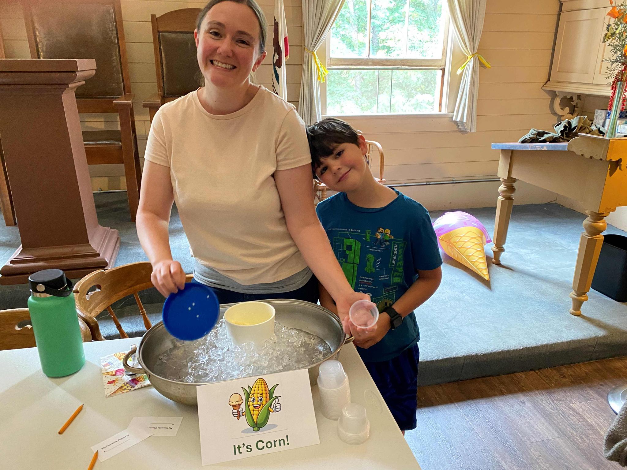 (Left to right) Tessa and Rudy Jackson present their corn-flavored ice cream. Photo by BJ Jordan.