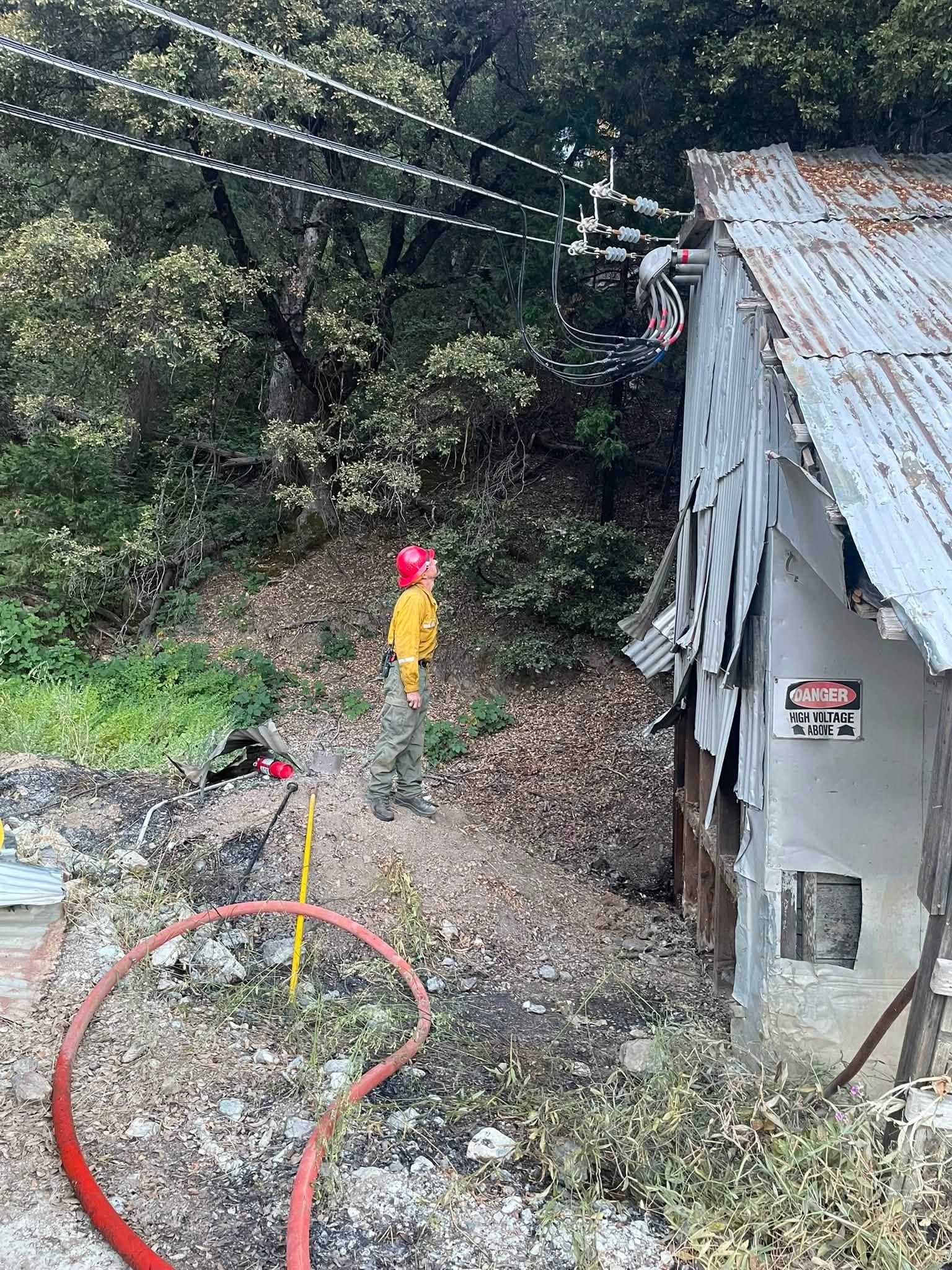 A firefighter inspects a weatherhead at the 16 to 1 mine. Credit: Pike City Fire Department.