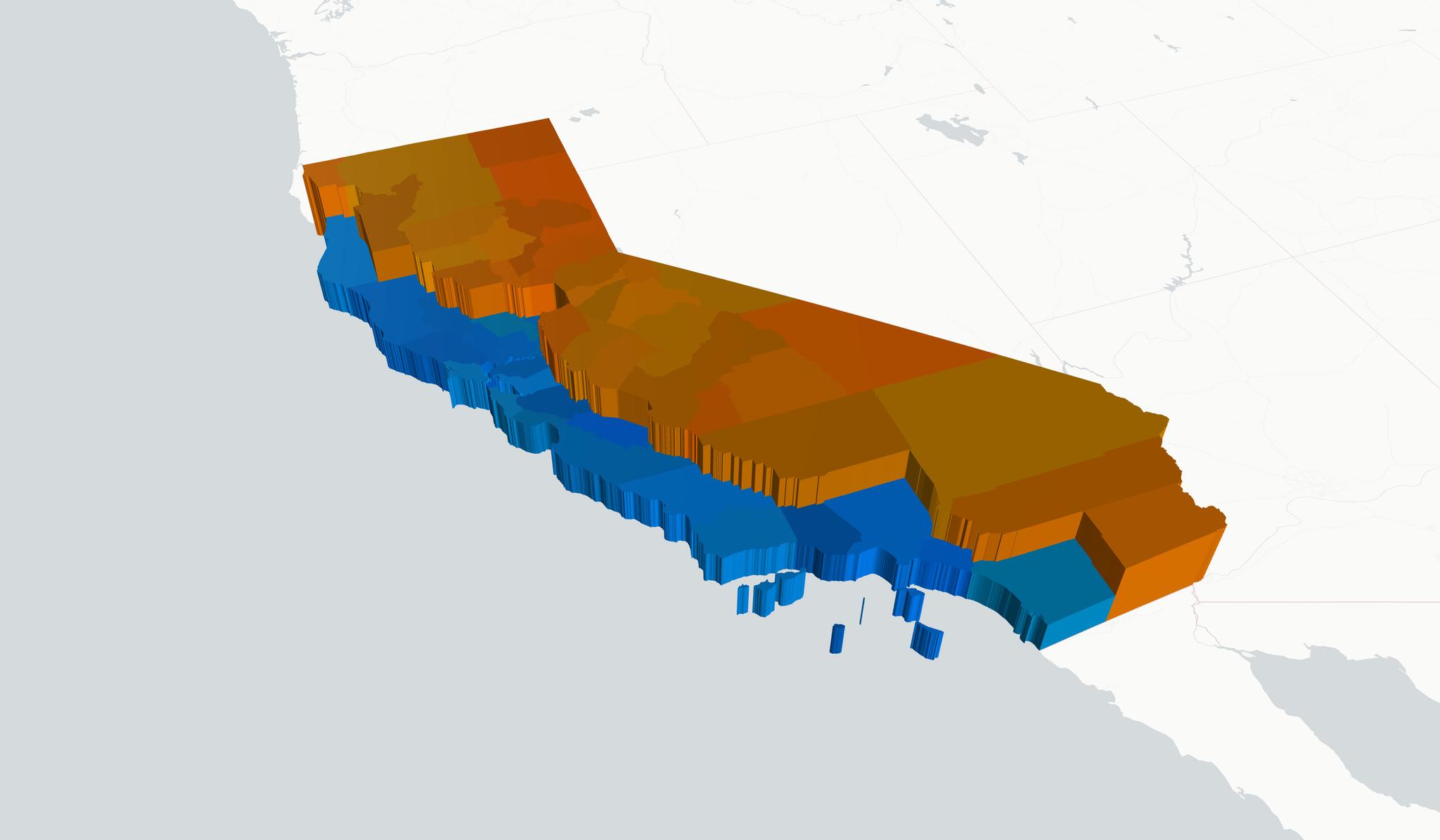 This visualization shows how California would be divided under Gallagher’s proposal.