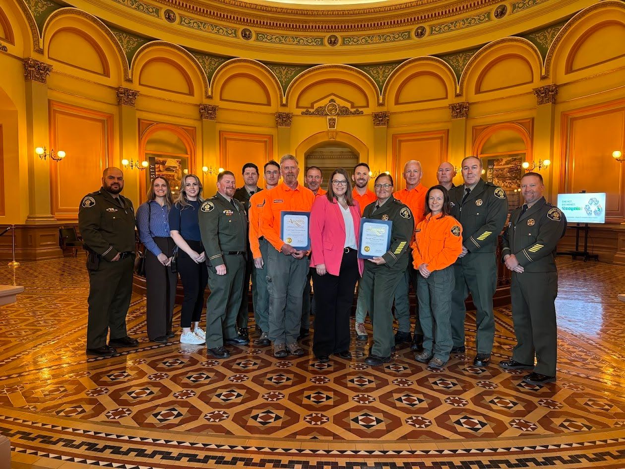 Assemblywoman Heather Hadwick with Nevada County search-and-rescue workers at the state capitol. Credit: Assemblymember Heather Hadwick / Facebook.