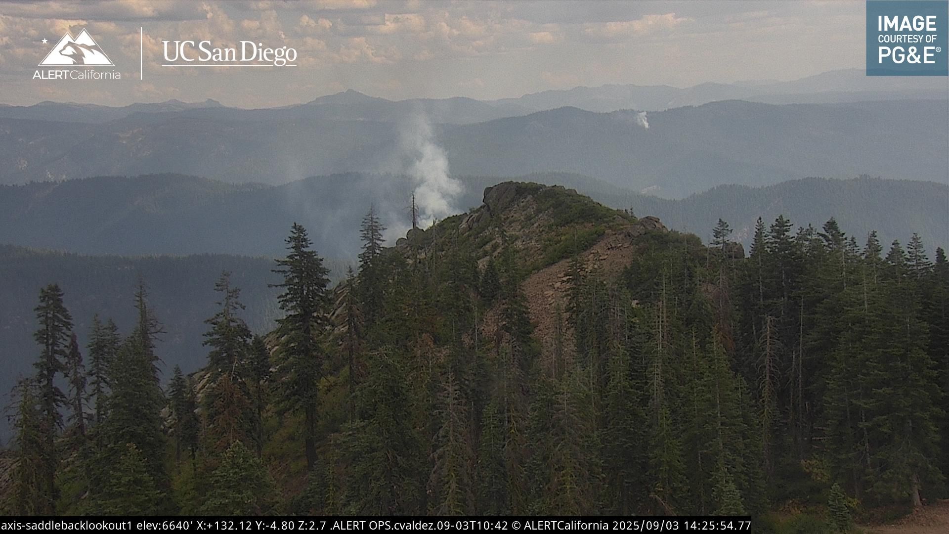 Smoke from the Downie and Quartz fires was visible via an ALERTCalifornia camera.