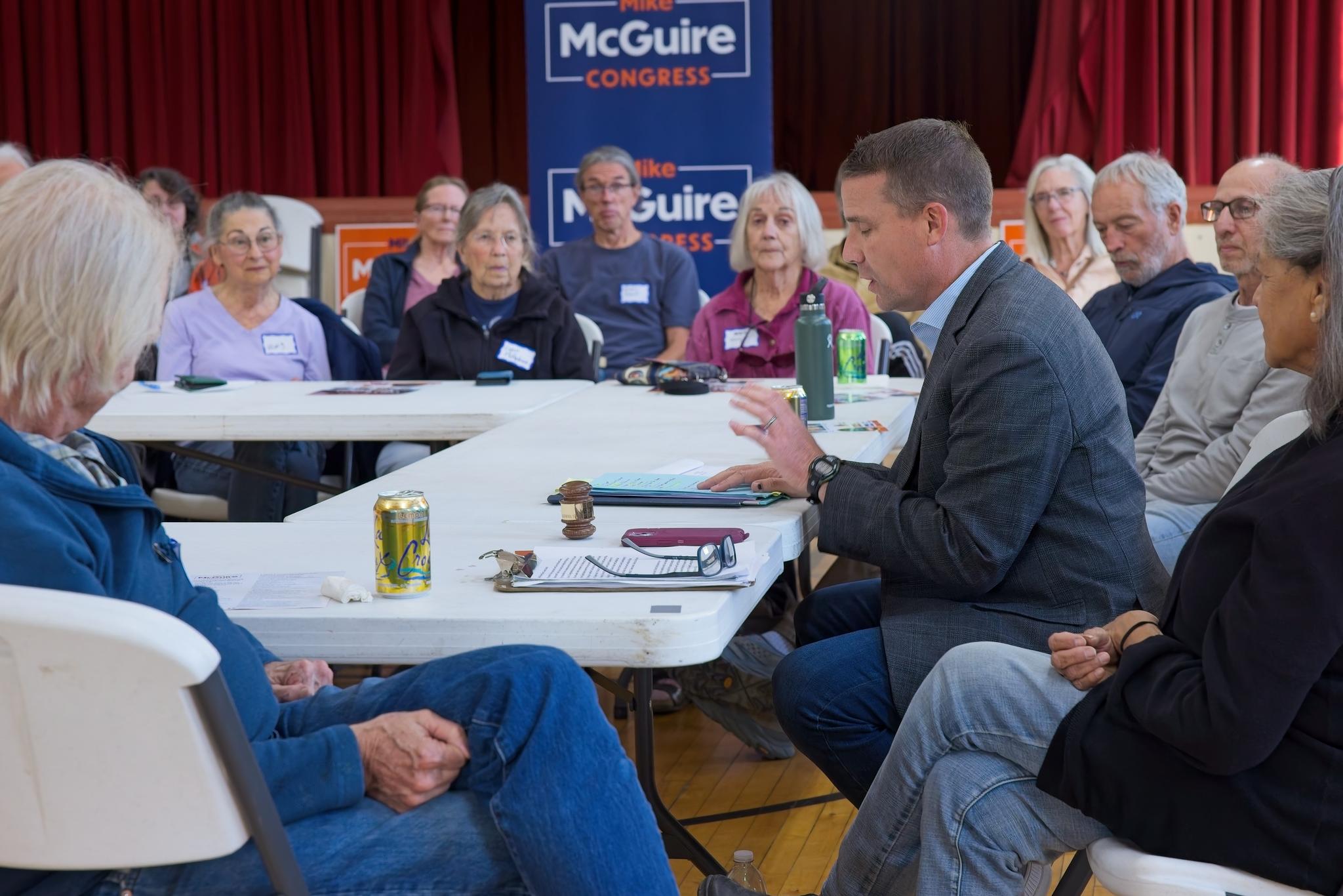 McGuire addresses potential 1st District constituents in Sierraville.
