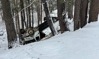 Box Truck Overturns on Highway 49 Near Chapman Creek Campground