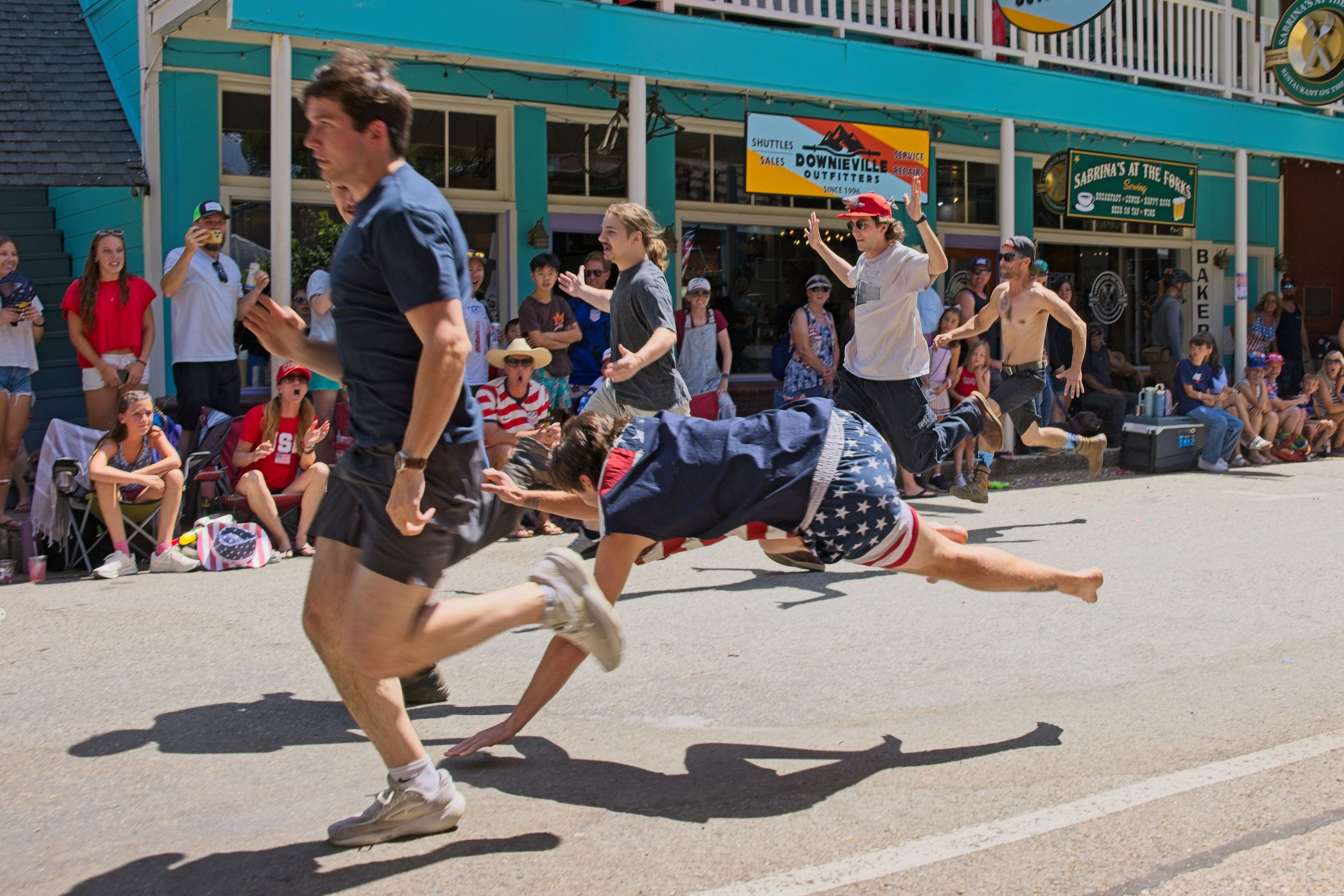 A fall in the mens’ 21- to 30-year-old race.