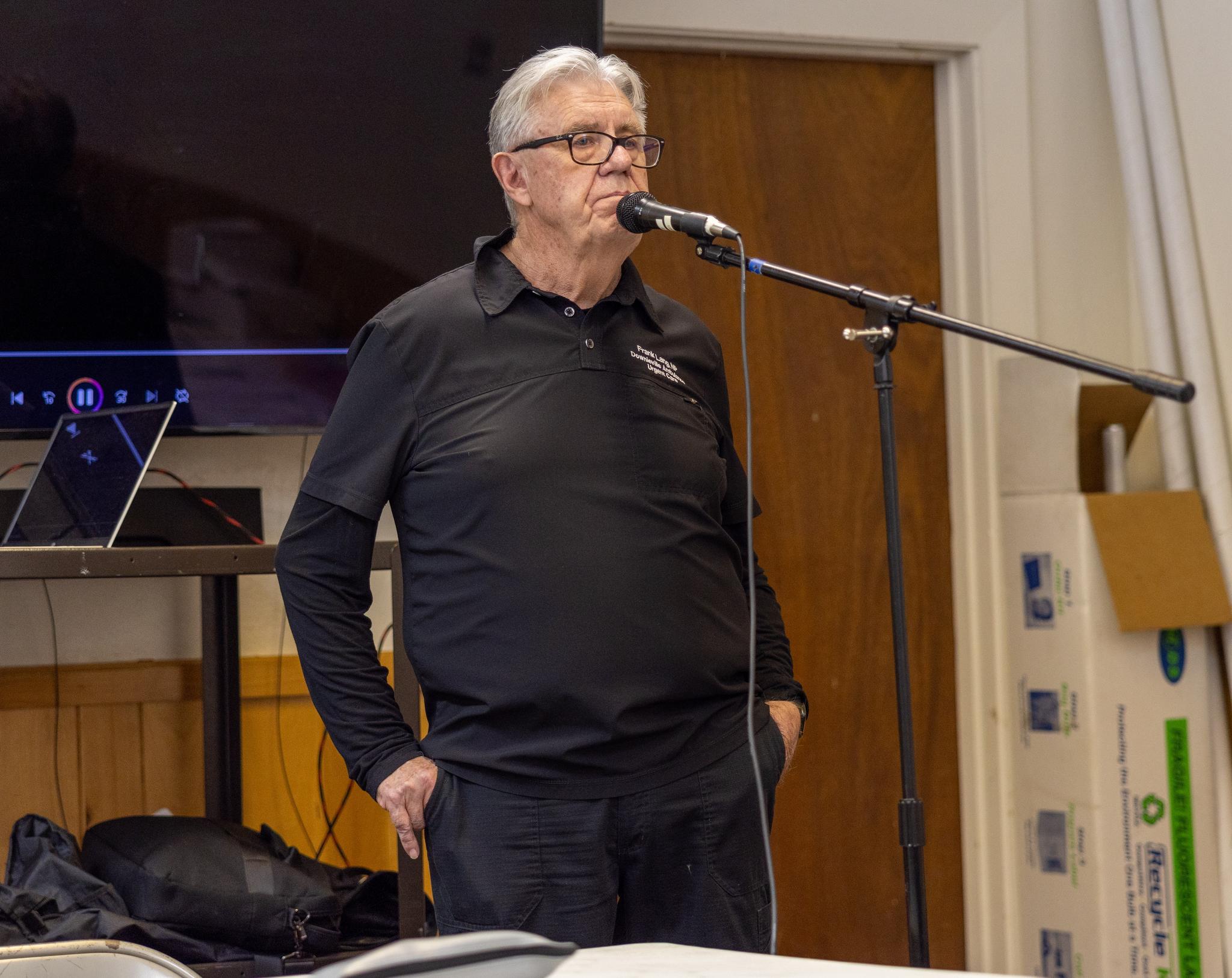 Lang during a presentation on Downieville Emergency Medical Services in January