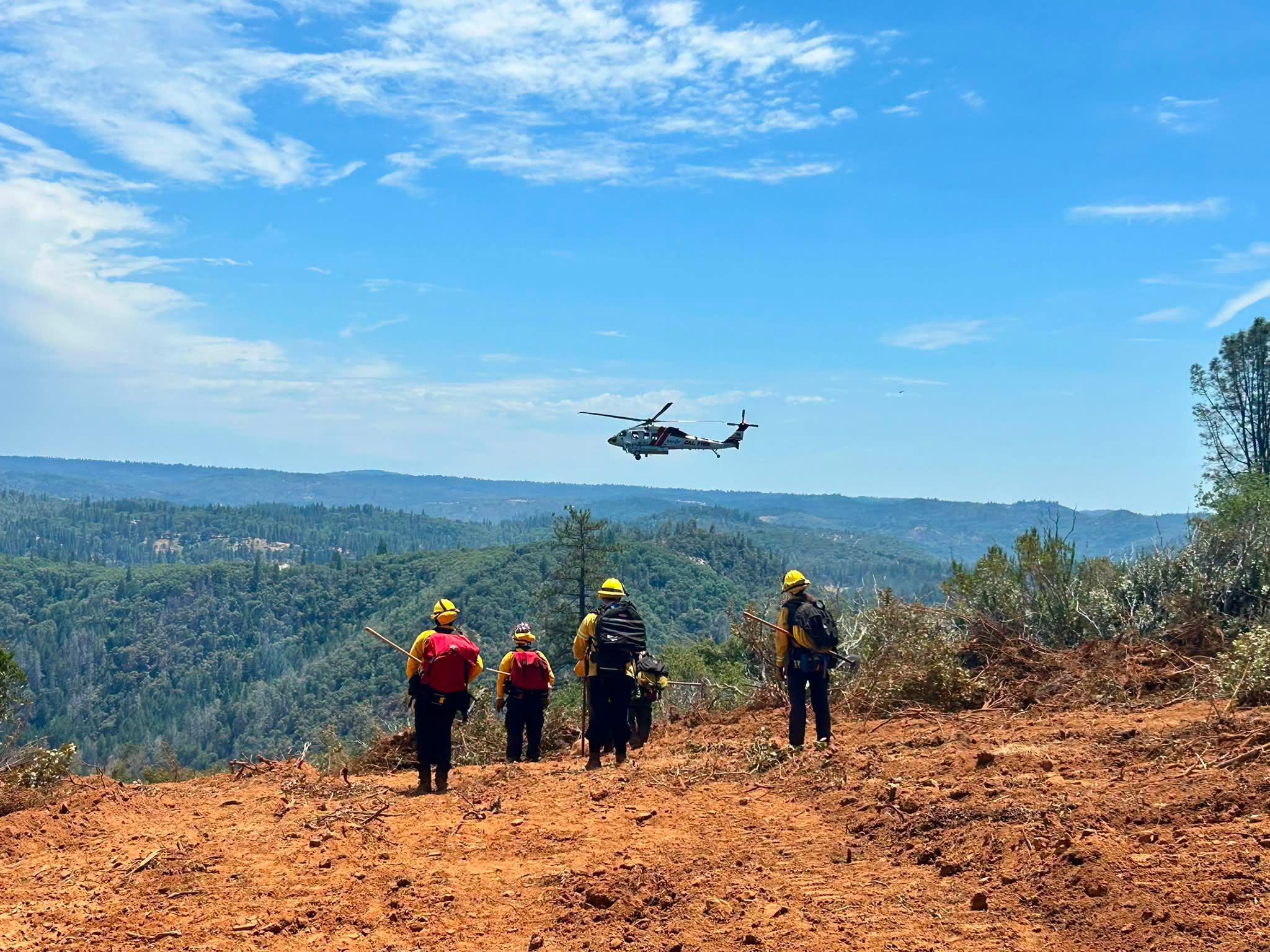 Firefighters respond near Chute Ravine on July 21. Photo: CAL FIRE NEU.