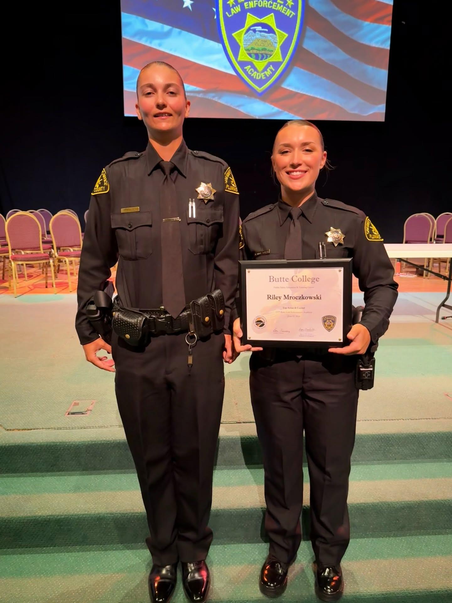 Left to right: Plumas County Deputy Rachael Fatheree and Deputy Riley Mroczkowski.