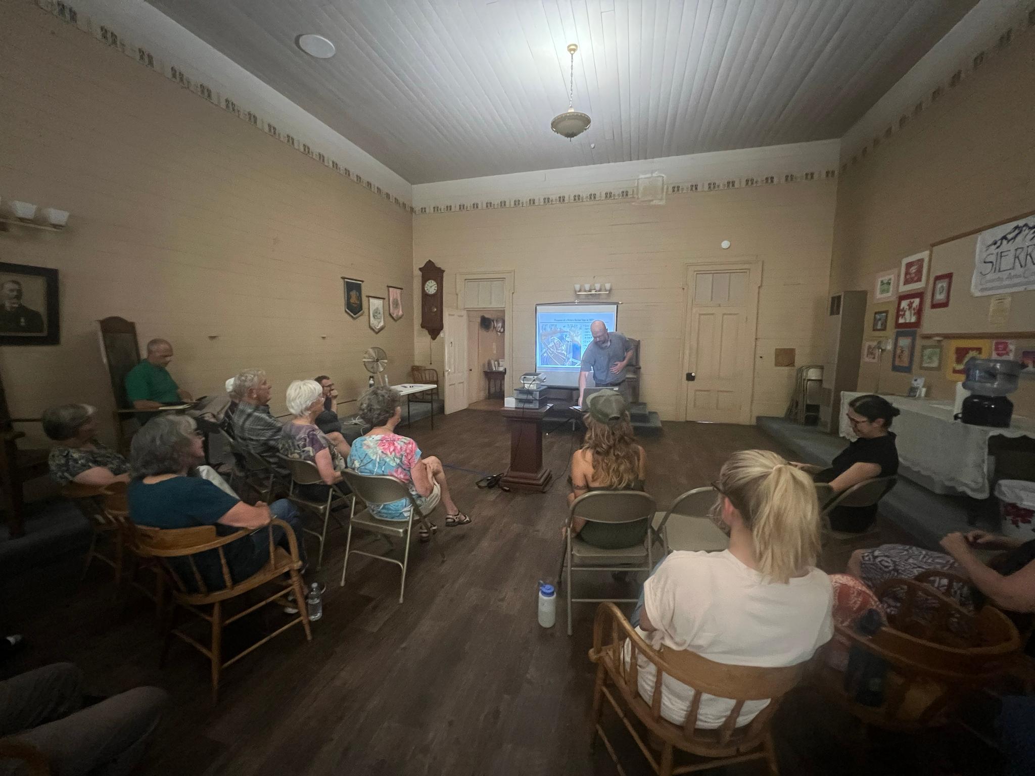 Matt Peterson presents to locals at the North Yuba Hall in Downieville