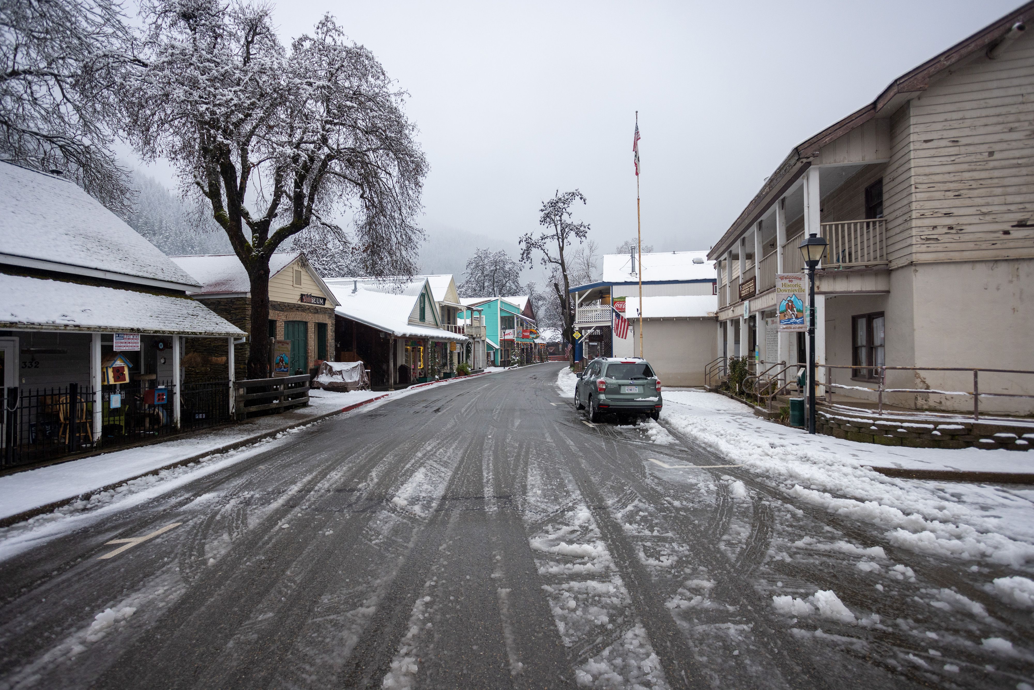 The first snow of the year in Downieville.