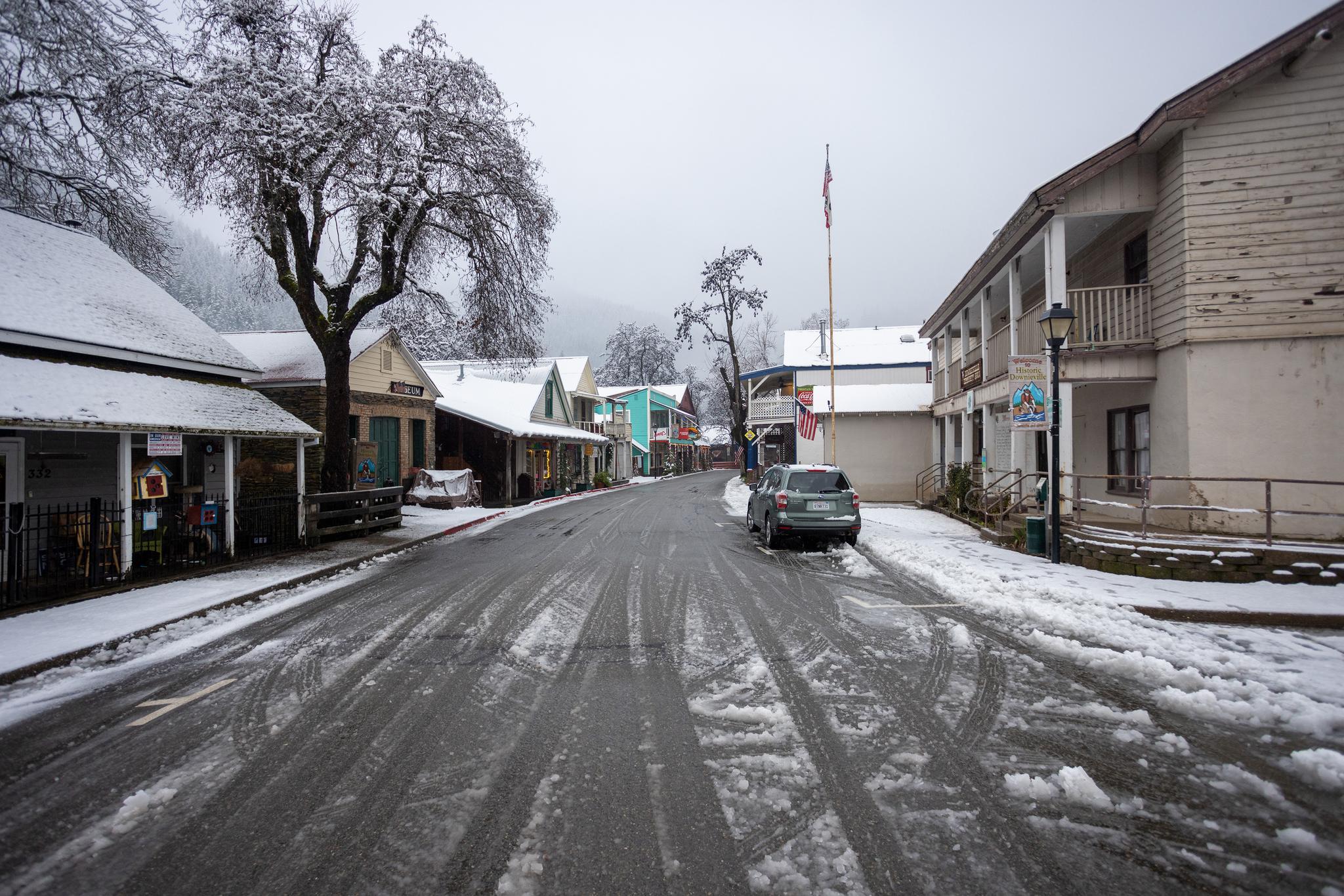 The first snow of the year in Downieville.