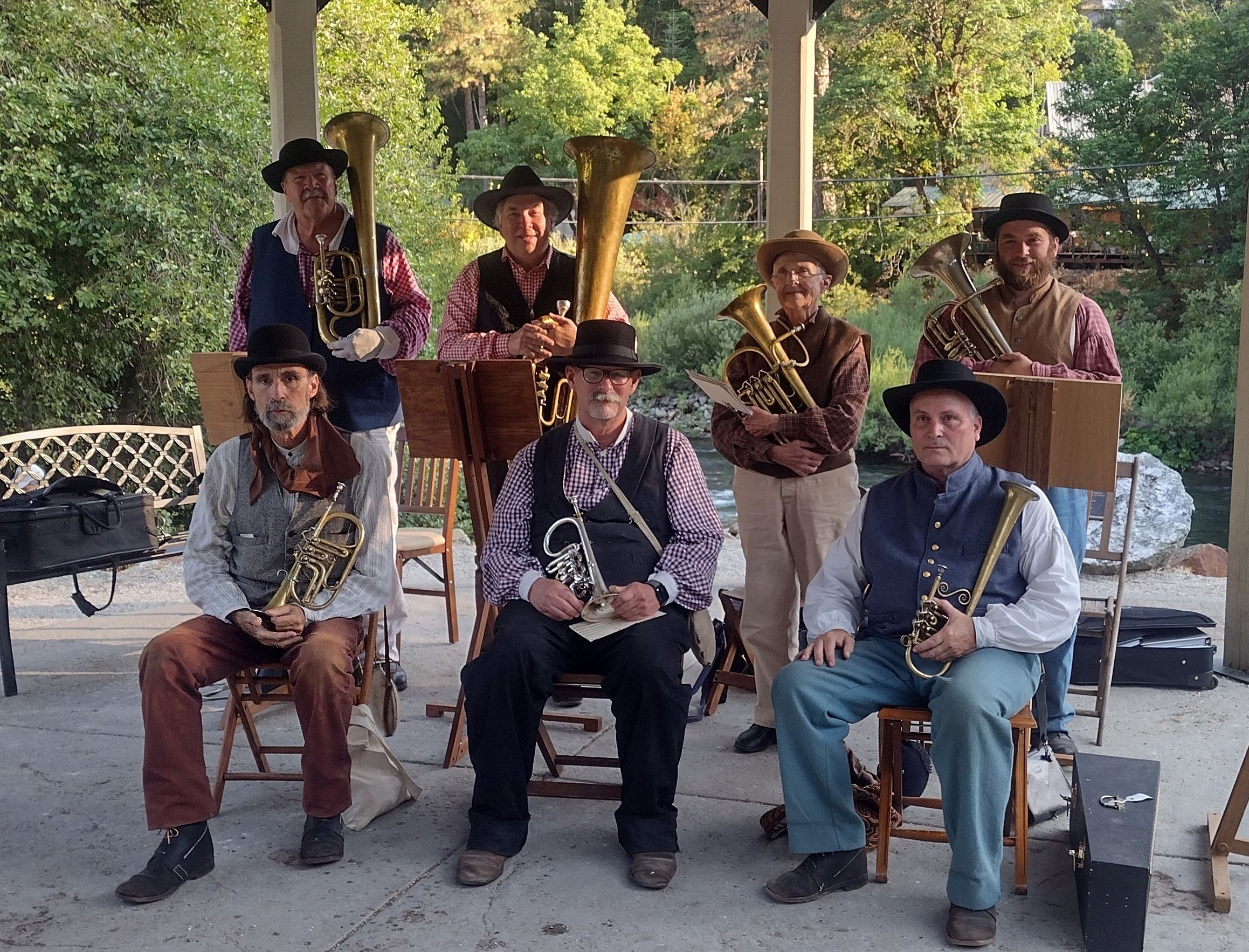 The old-fashioned brass band at the Gold Rush Park Gazebo