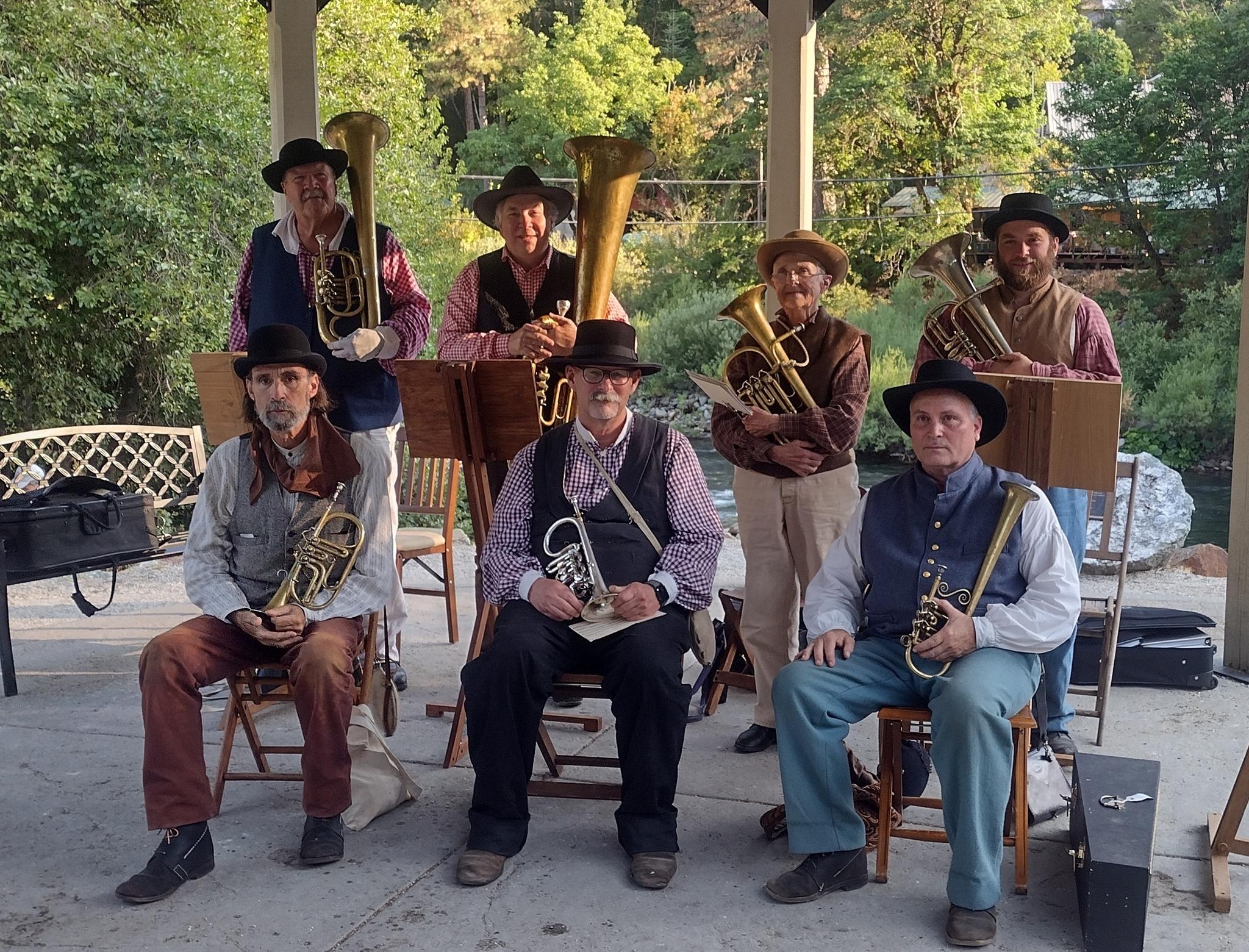 The old-fashioned brass band at the Gold Rush Park Gazebo